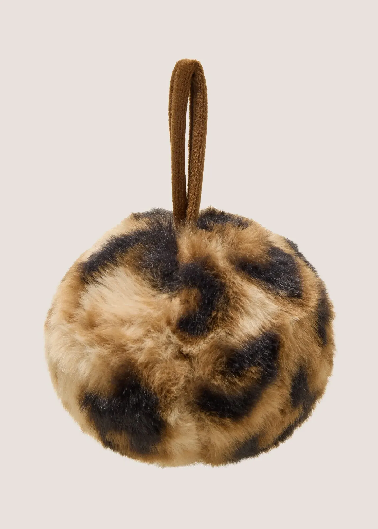 Leopard Print Pom Pom Bauble - Brown product