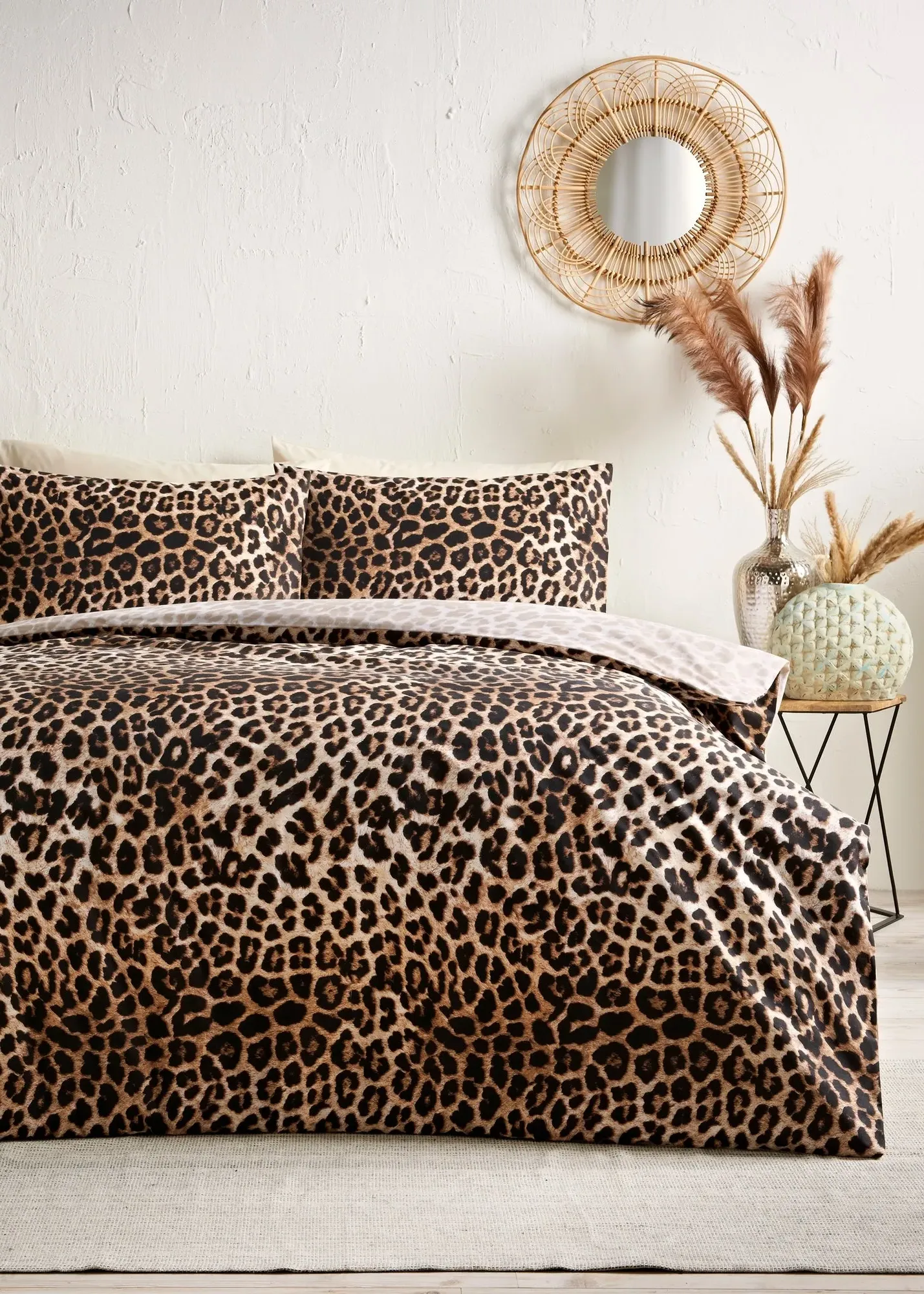 Leopard Print Single Duvet Set - Brown, Polyester-Cotton product