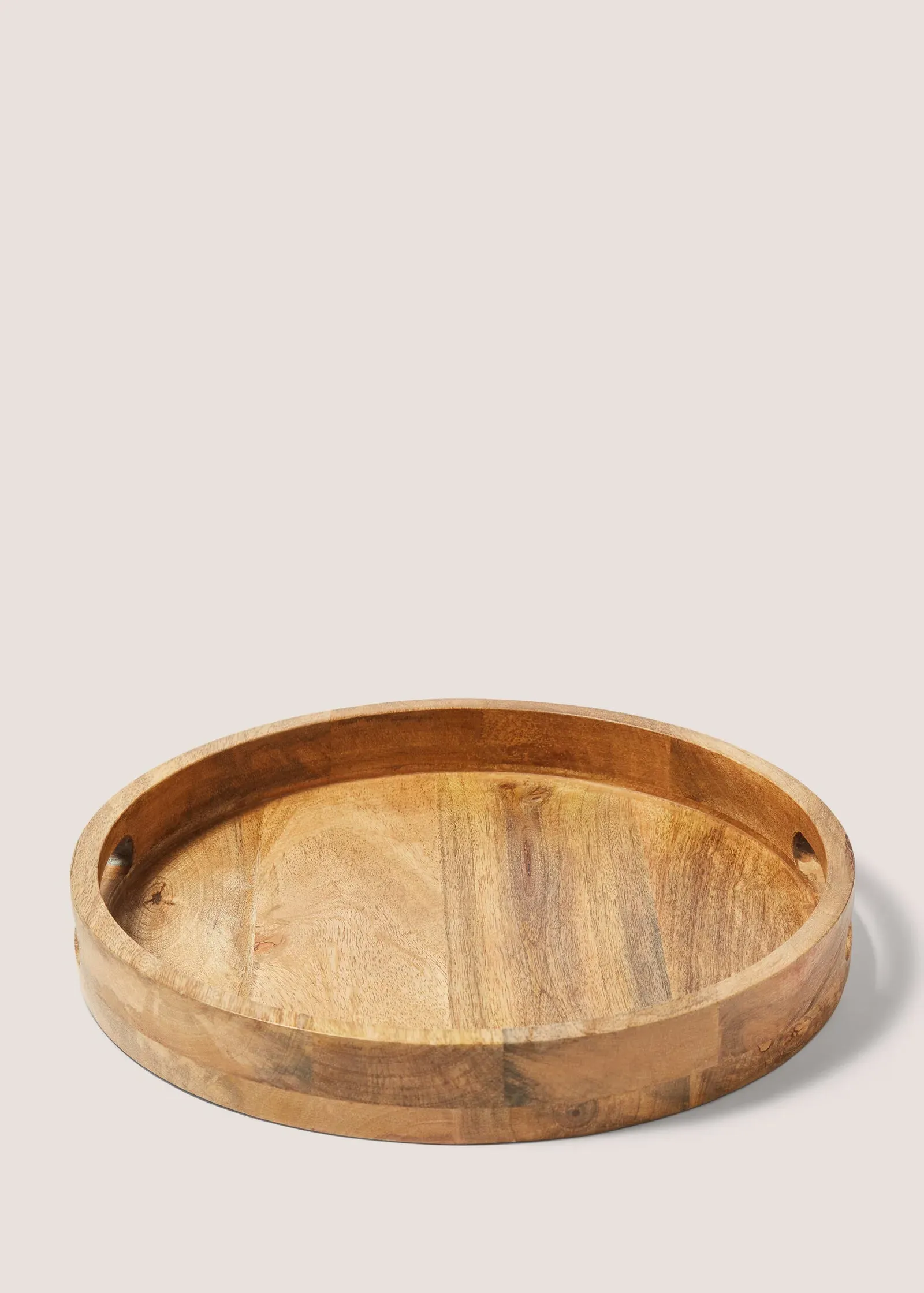 Mango Wood Round Serving Tray - Brown product
