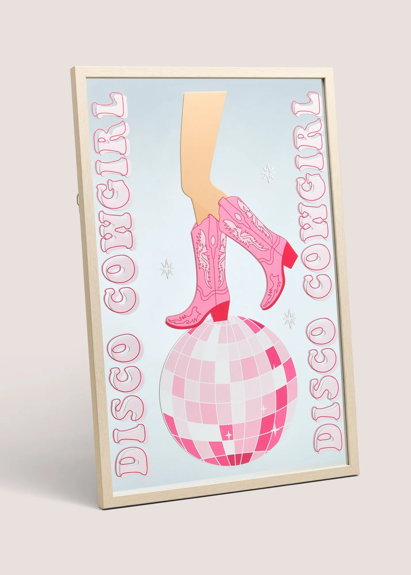 Mirrored Disco Cowgirl Wall Art - Pink, Glass product