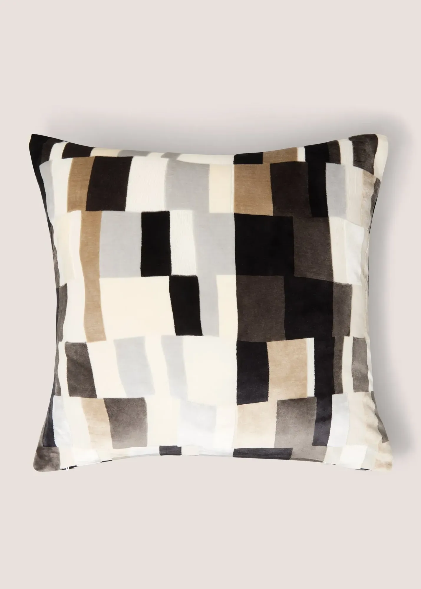 Monochrome Colour Block Cushion - Black, Cut Velvet product