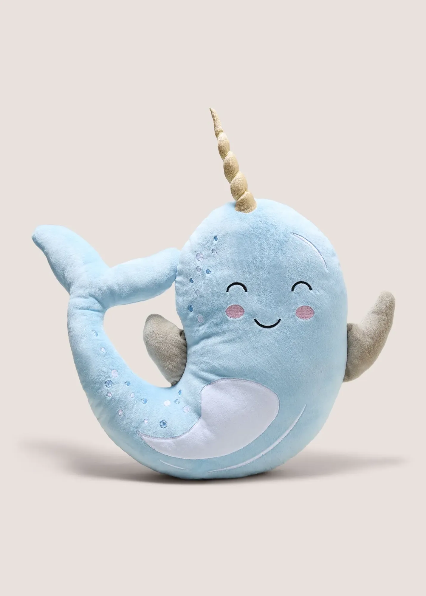 Narwhal Cushion - Blue, Plush Polyester product