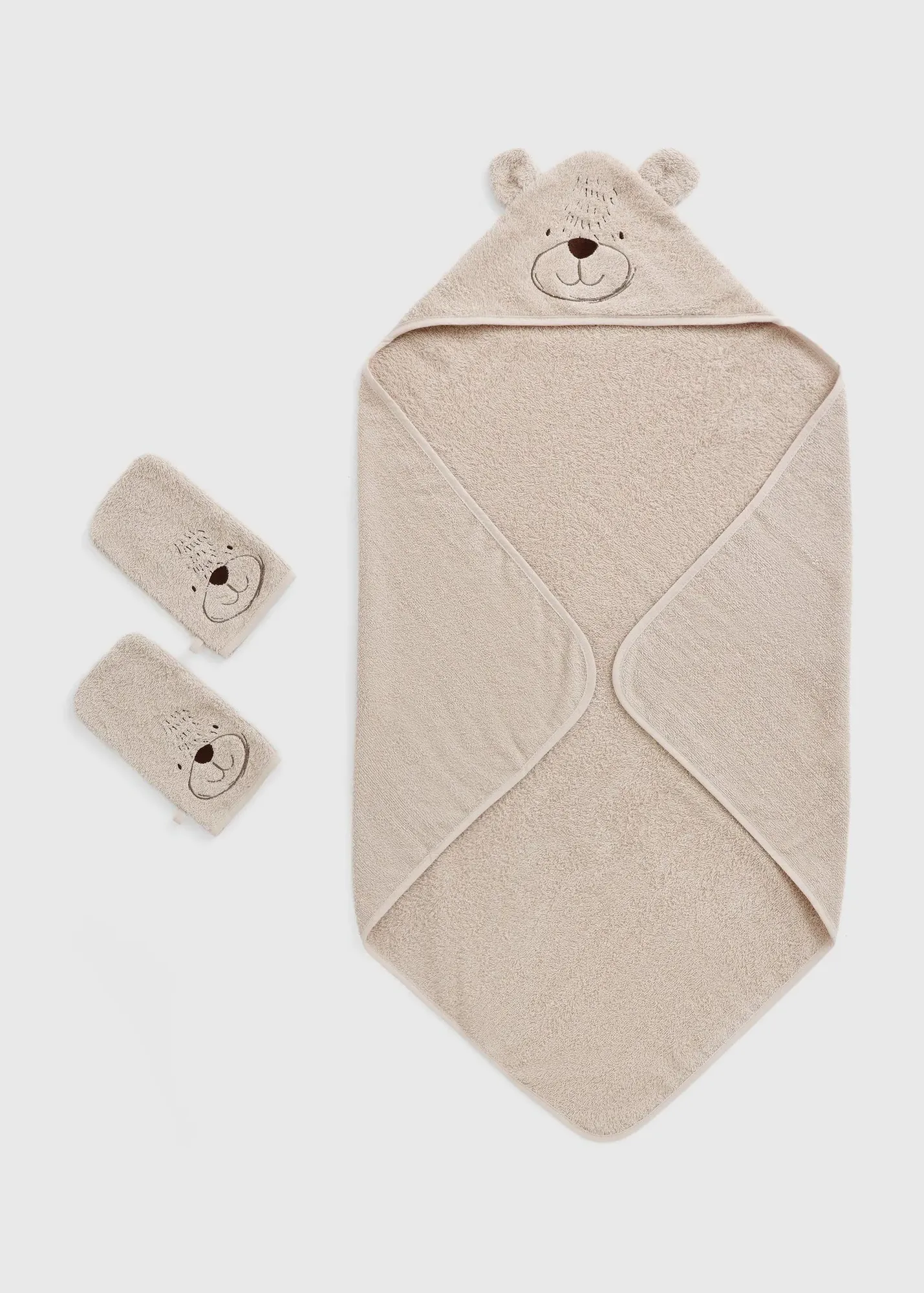 Natural Bear Hooded Towel & Mitt Set - Brown, Cotton product