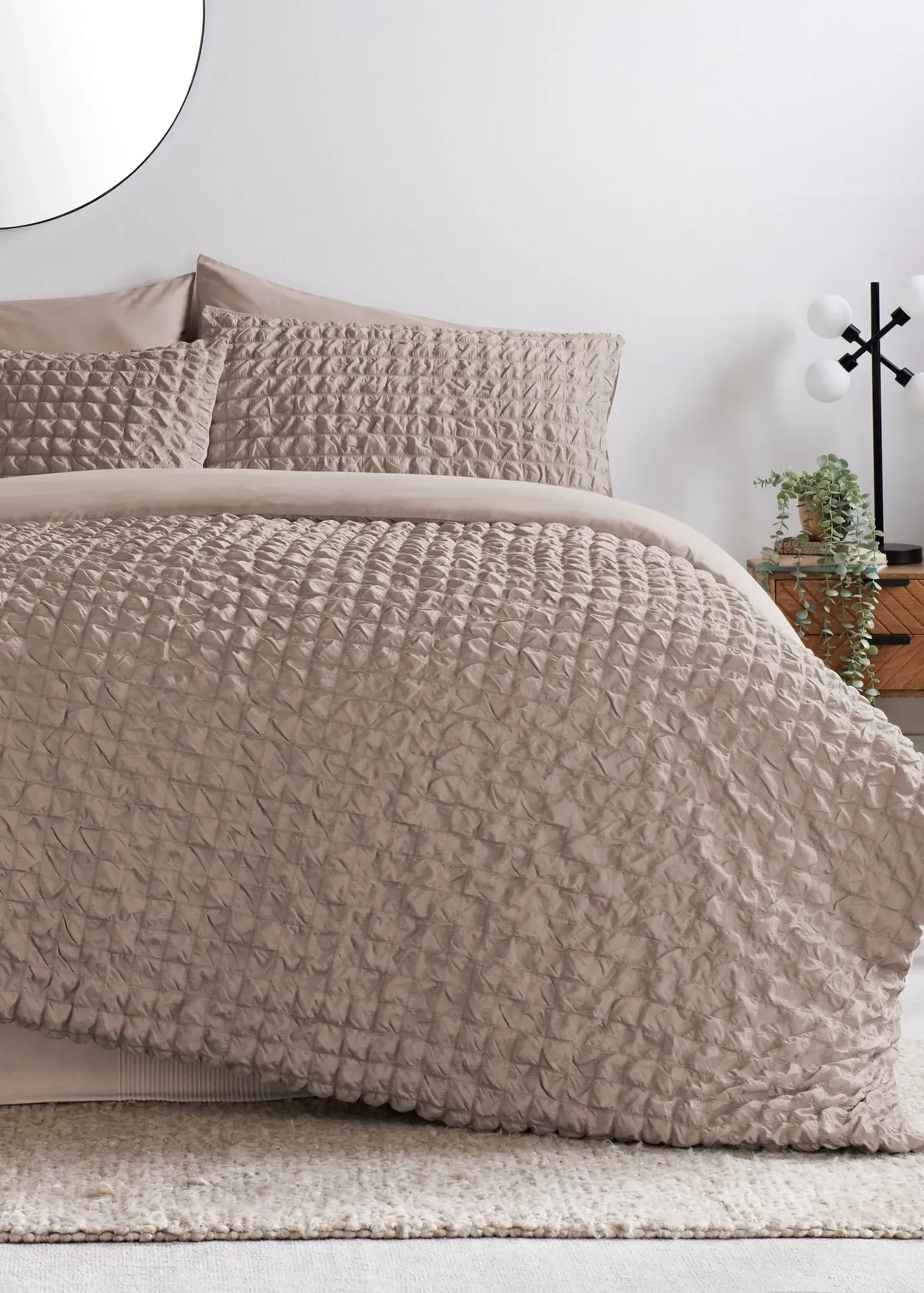 Natural Seersucker Double Duvet Set - Natural, Cotton product