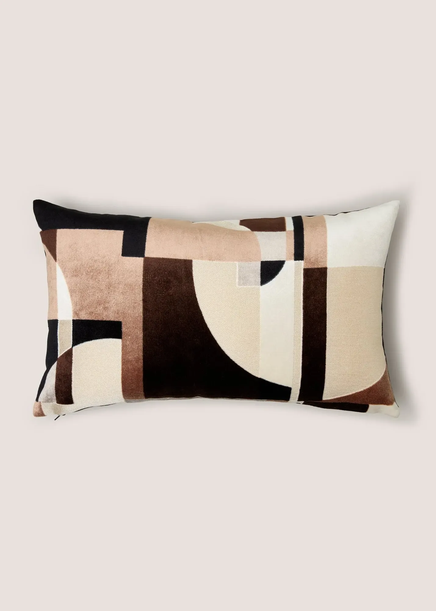 Neutral Geo Curve Cut Velvet Cushion - Multi product