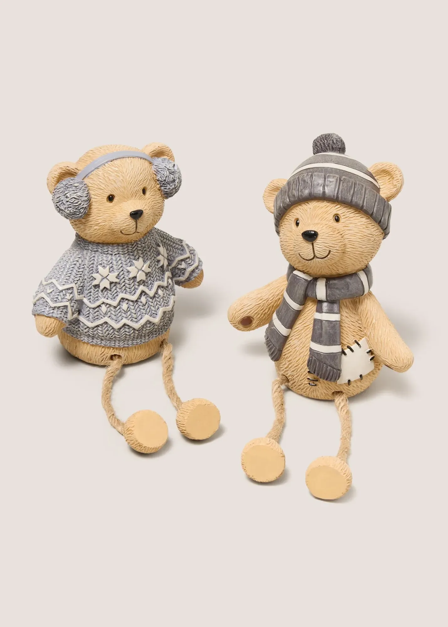 Patch The Bear 2-Pack Dangly Leg Ornaments - Grey, Resin product
