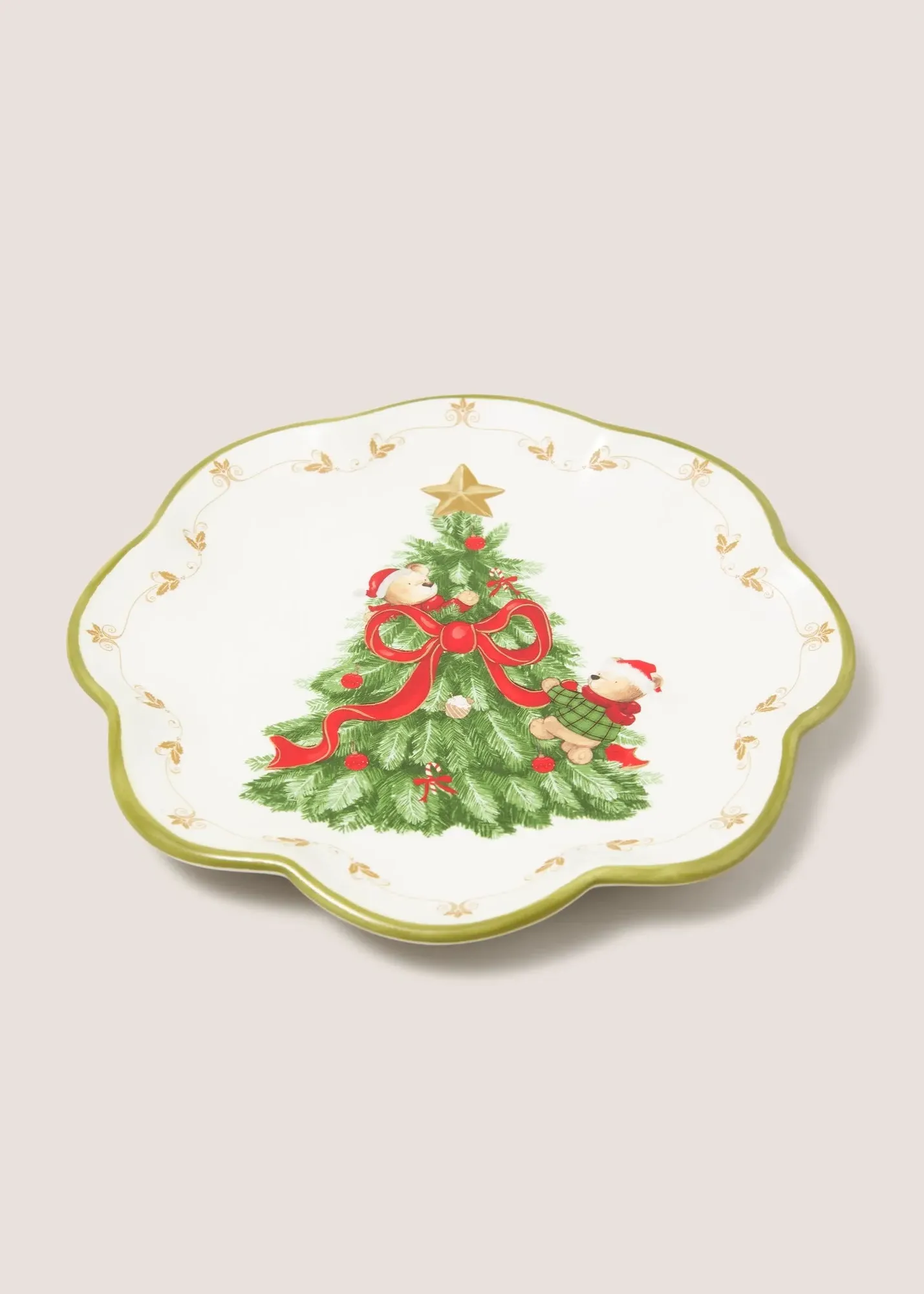 Patch The Bear Christmas Decorative Plate - Green product
