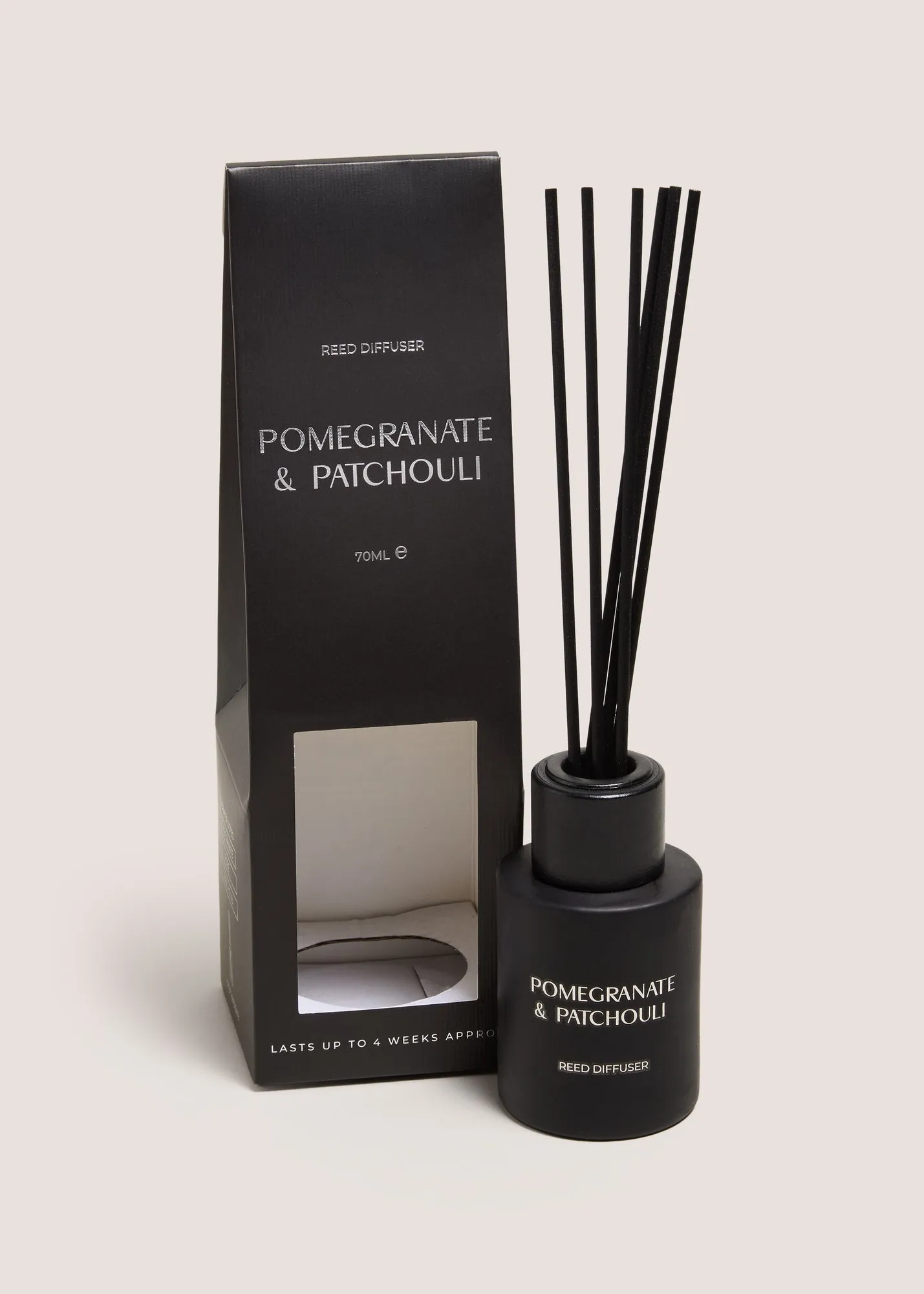 Pomegranate & Patchouli 70ml Reed Diffuser - Black, Glass product