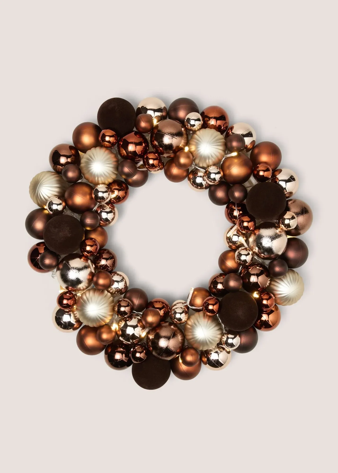 Pre-Lit Wreath with Bauble Detailing - Brown product