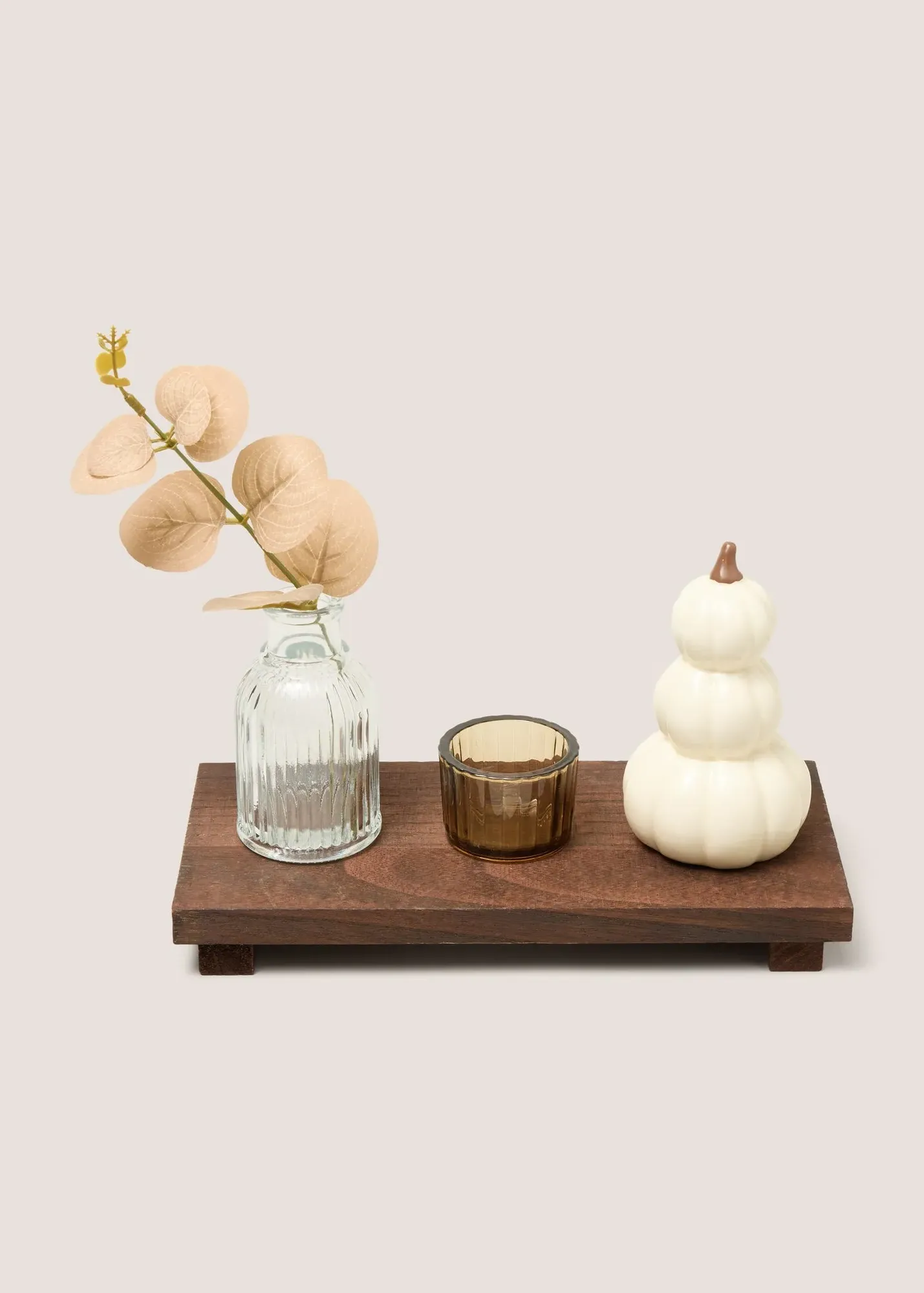 Pumpkin Candle Holder Garden - Cream, Ceramic product