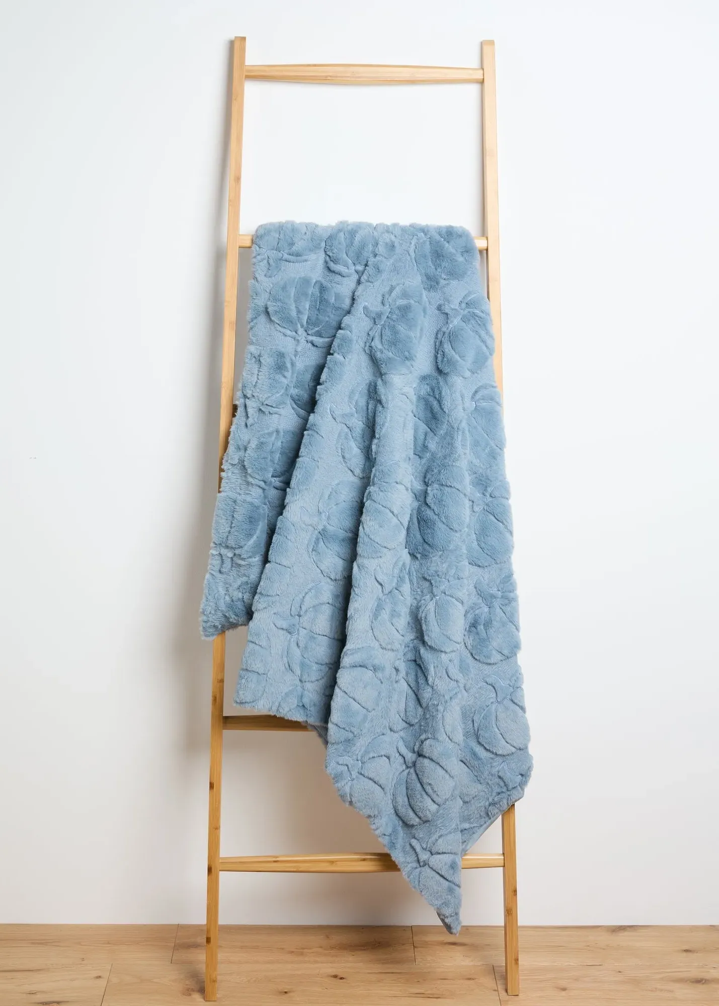Pumpkin Embossed Fleece Throw - Blue, Polyester product