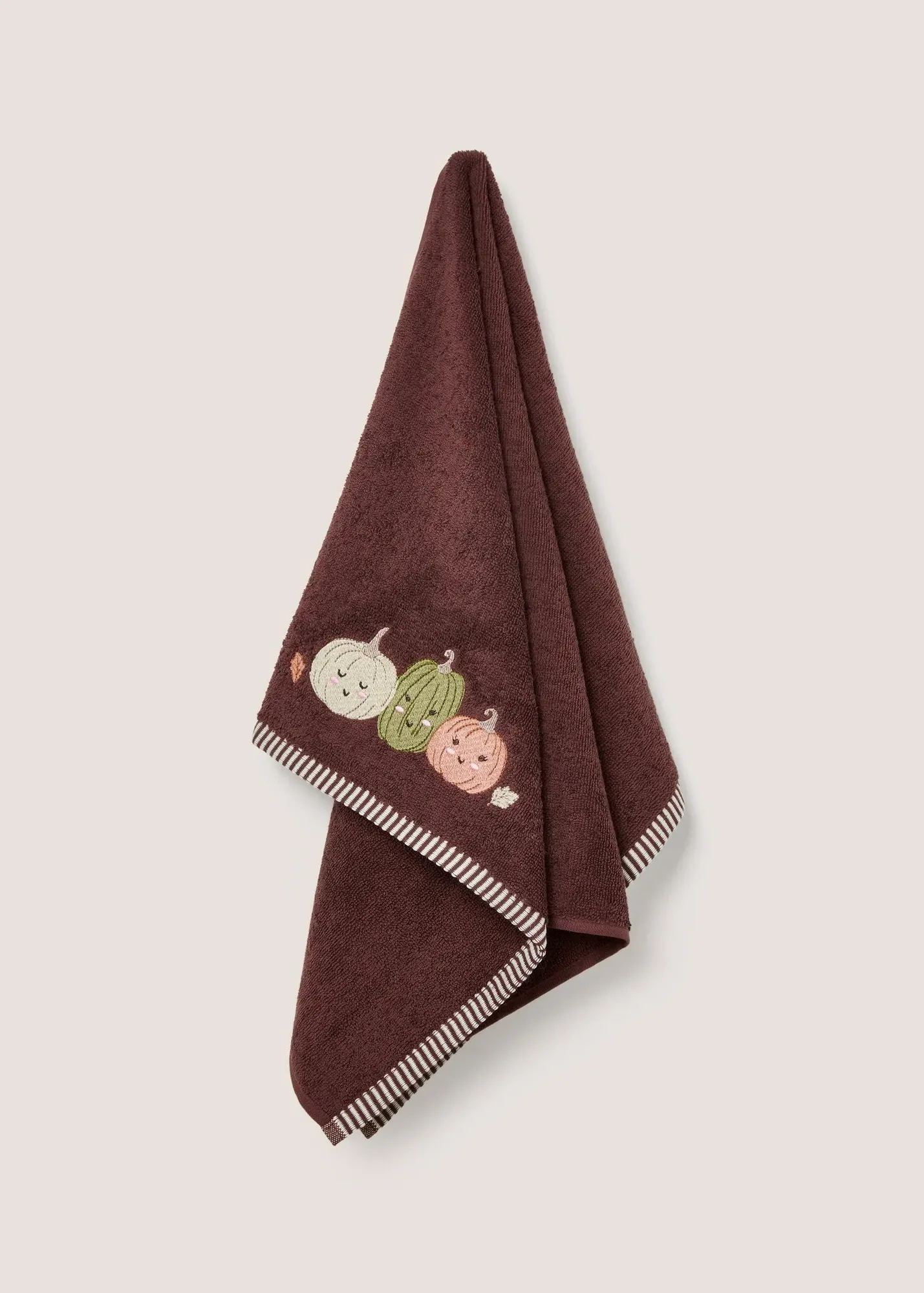 Pumpkin Embroidered Hand Towel - Brown product