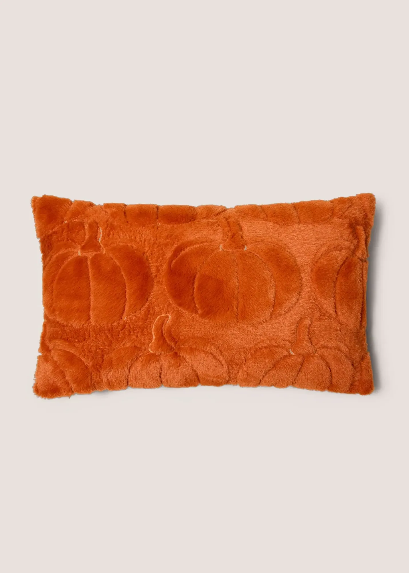 Pumpkin Fleece Embroidered Cushion - Rust, Fleece product