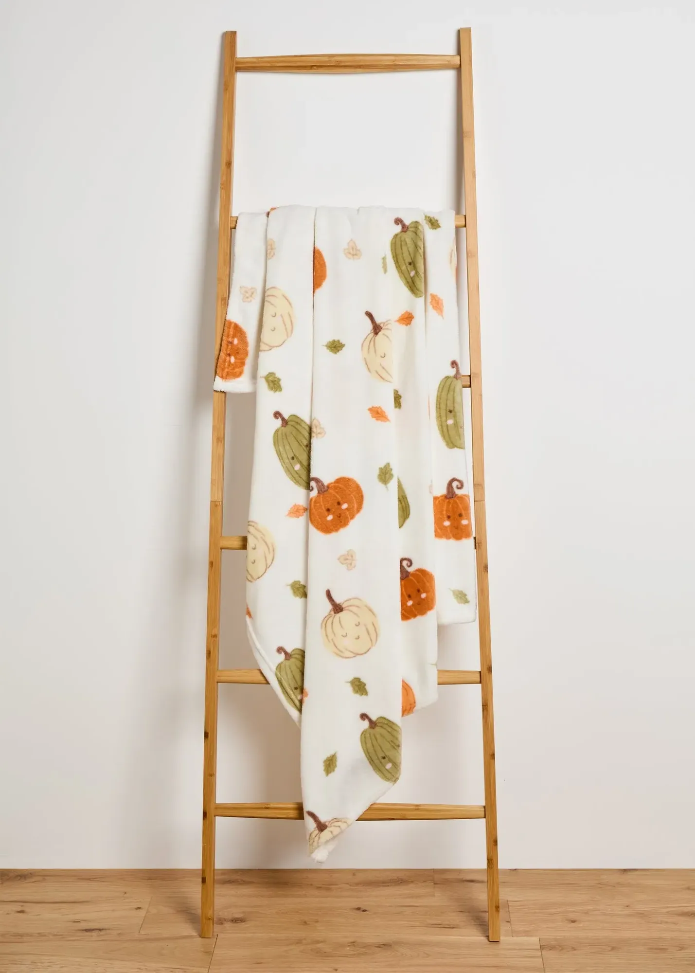 Pumpkin Print Fleece Throw - Cream, Polyester product