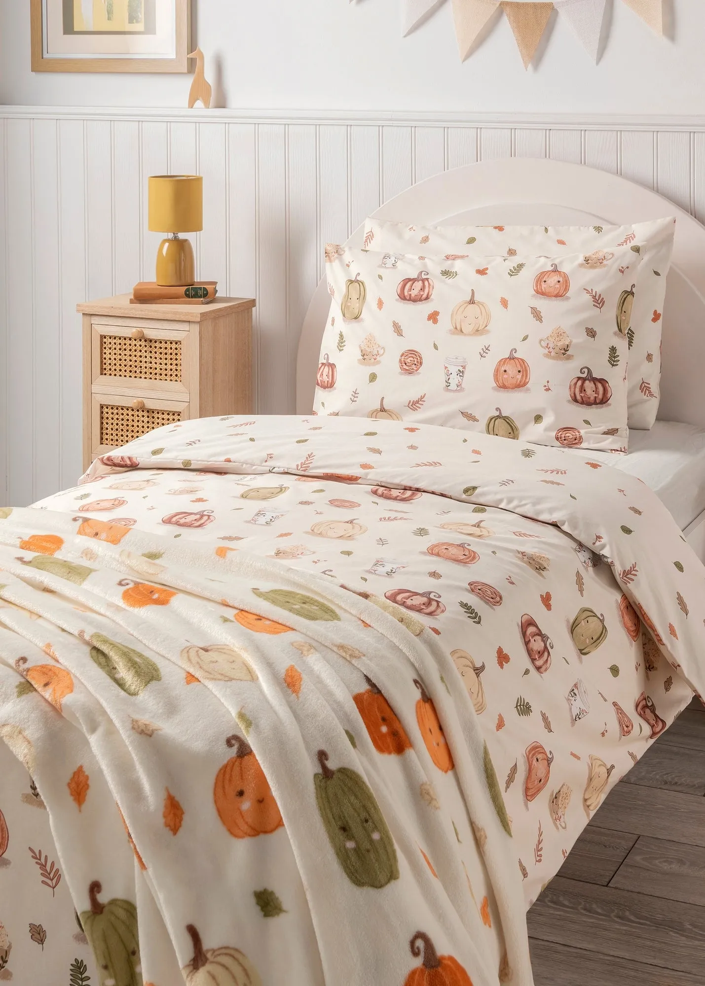 Pumpkin Print Single Duvet Set - Cream product