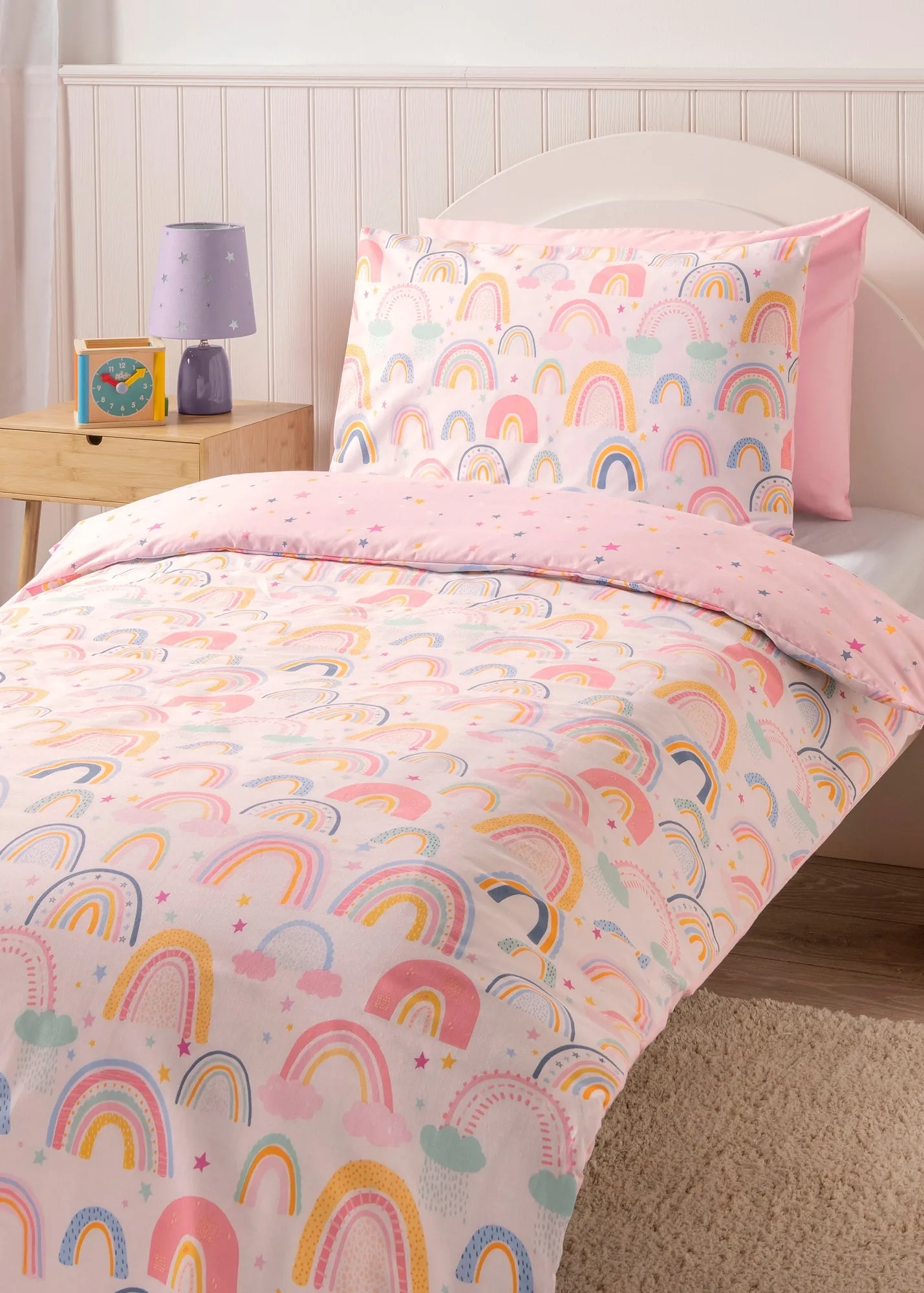 Rainbow Single Duvet Set - Pink, Polyester-Cotton product