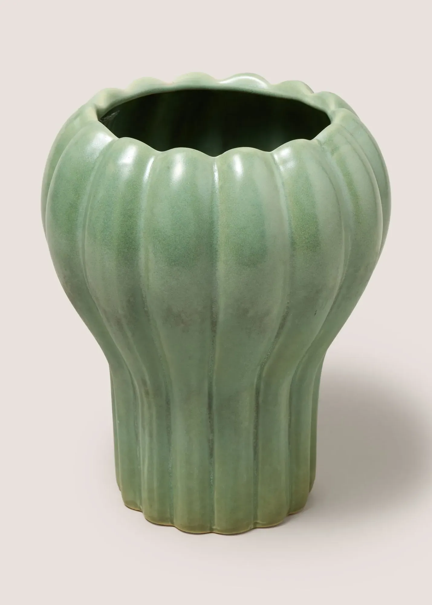 Reactive Ribbed Vase - Green, Ceramic product
