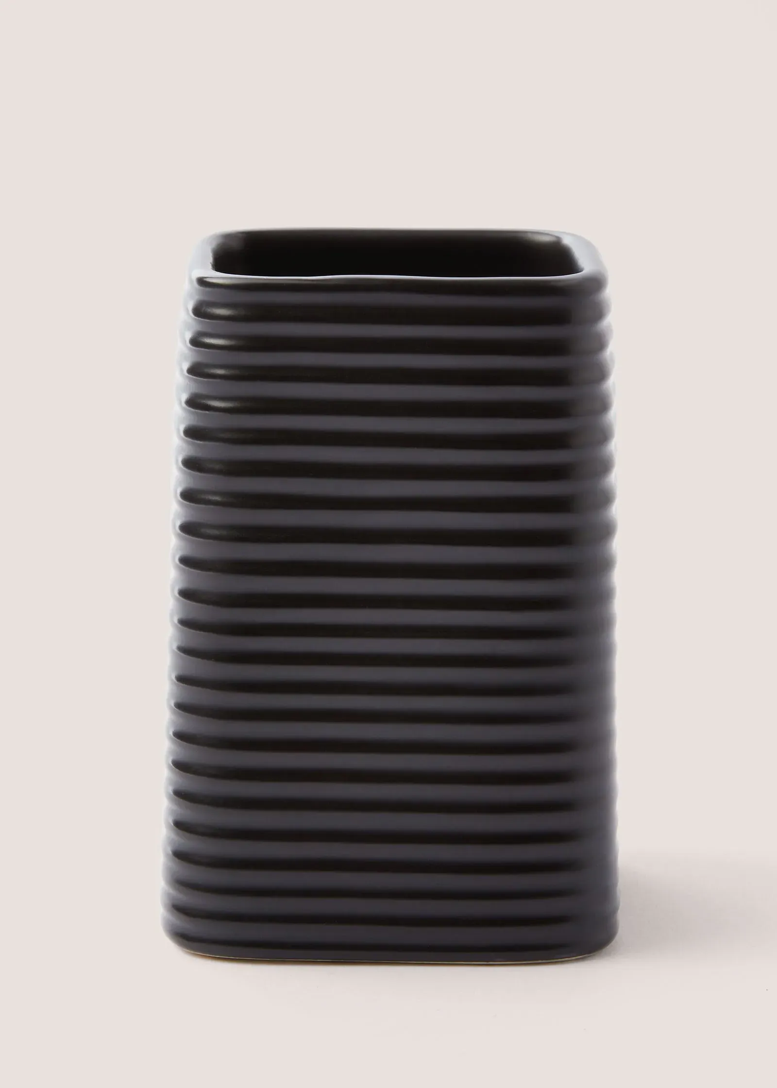 Ribbed Ceramic Bathroom Tumbler - Black product