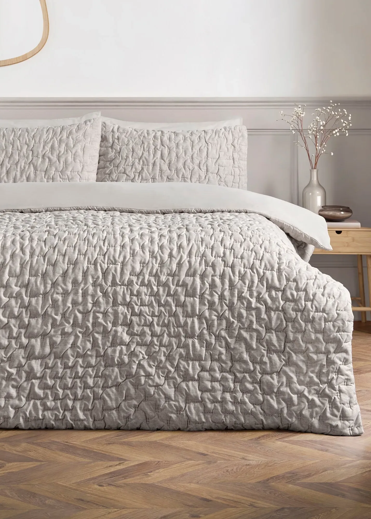Ruched Pinsonic Double Duvet Set - Grey product