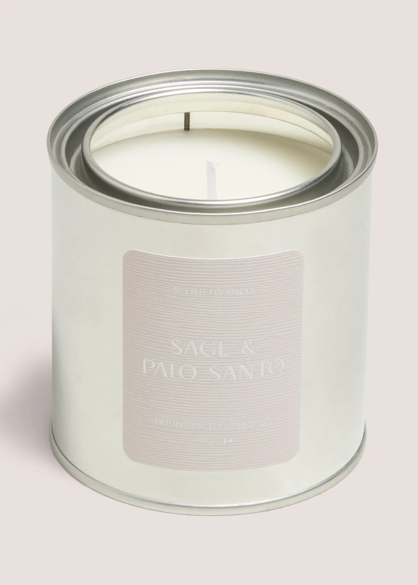 Sage & Palo Santo Tin Scented Candle - Silver, Metal product