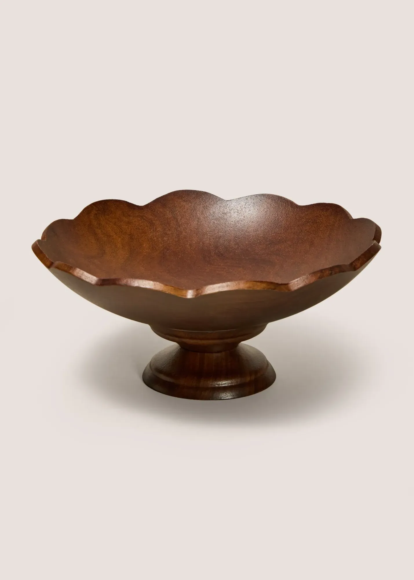 Scallop Pedestal Bowl - Brown, Wood product