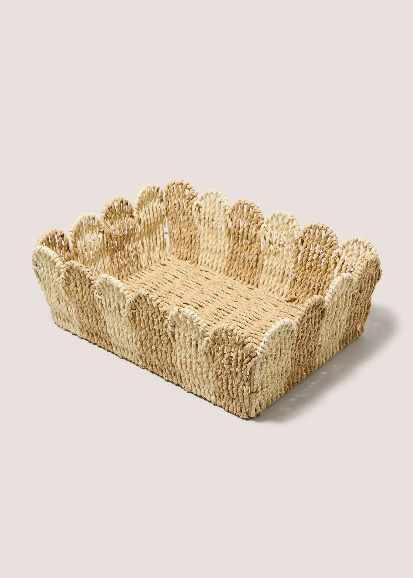 Scallop Tray with Stripe Detail - Brown, Paper Rope product