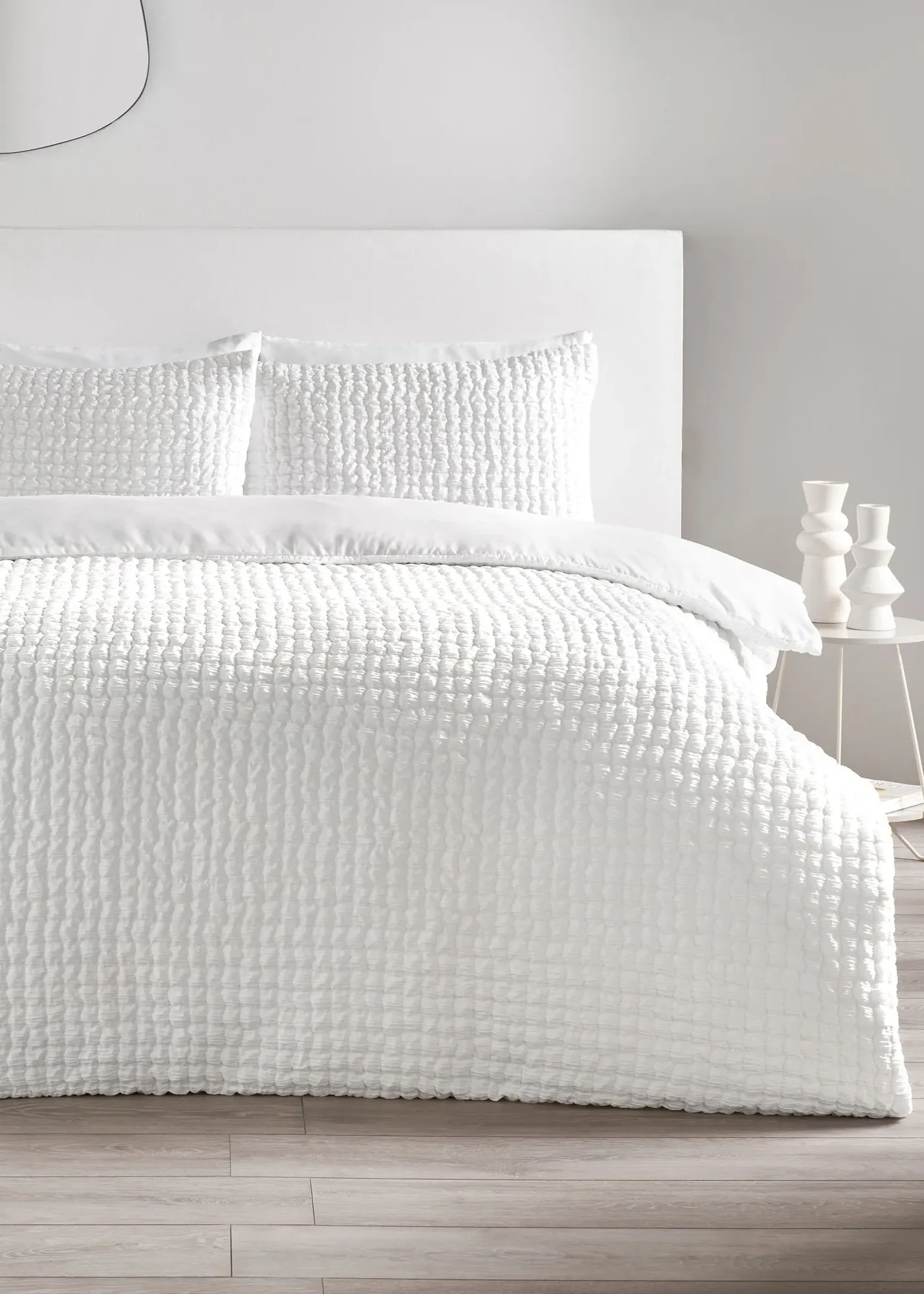 Seersucker Double Duvet Set - White product