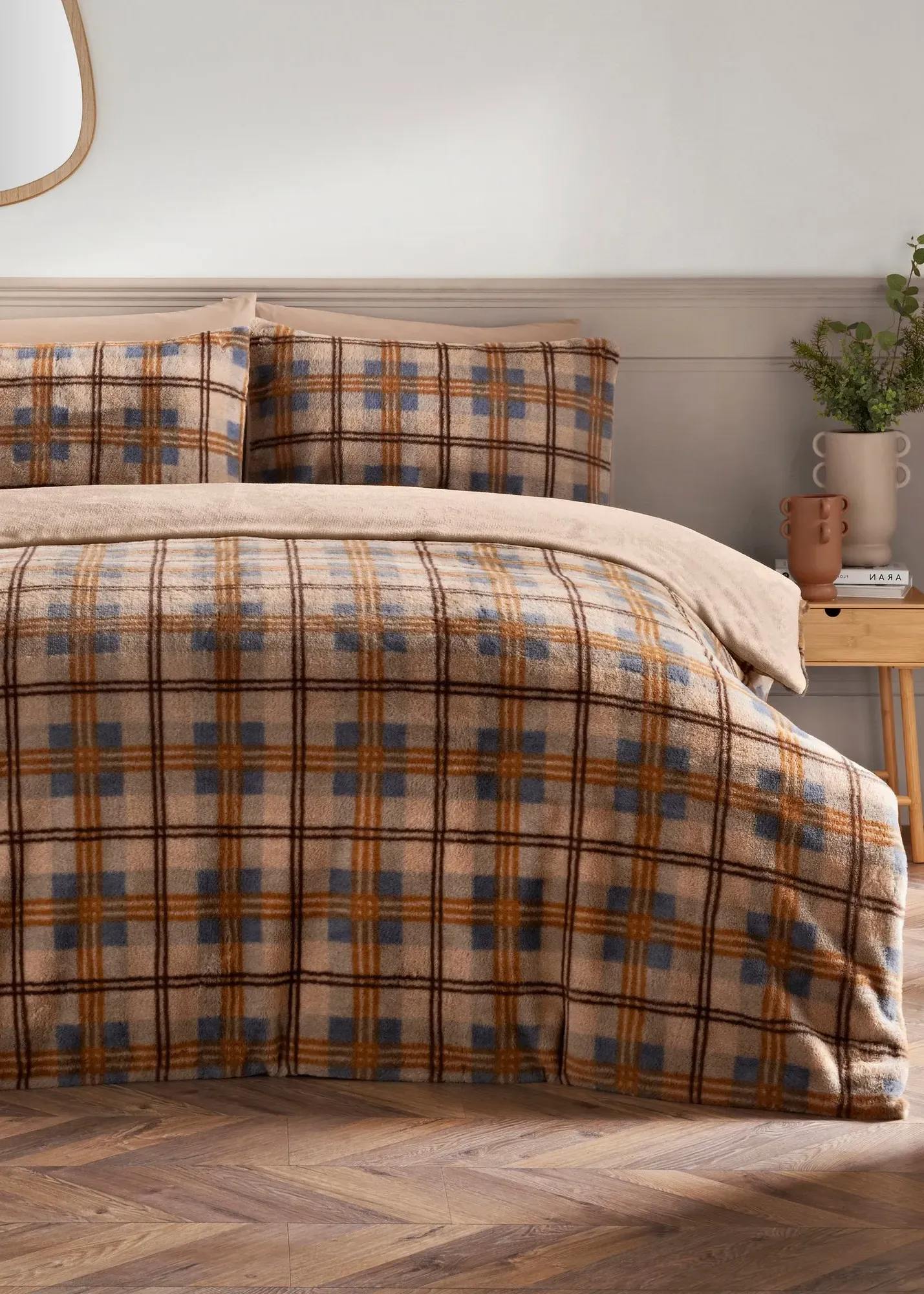Single Faux Fur Check Duvet Set - Multi product