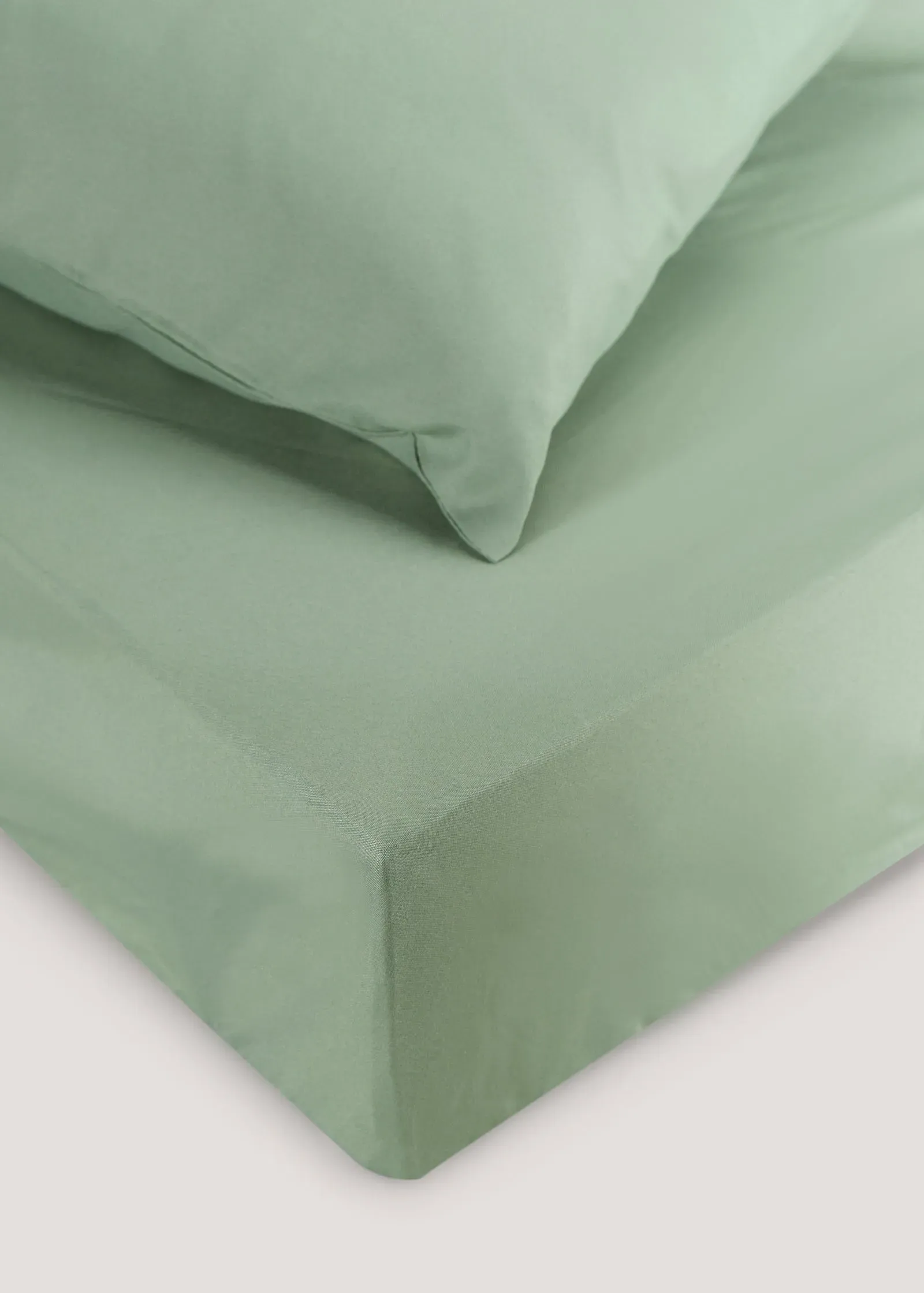 Single Fitted Bed Sheet & Pillowcase Bundle - Green, Polyester product