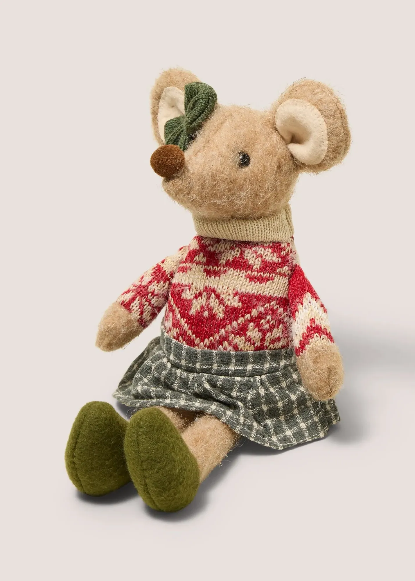 Sitting Female Mouse Christmas Decoration - Red product