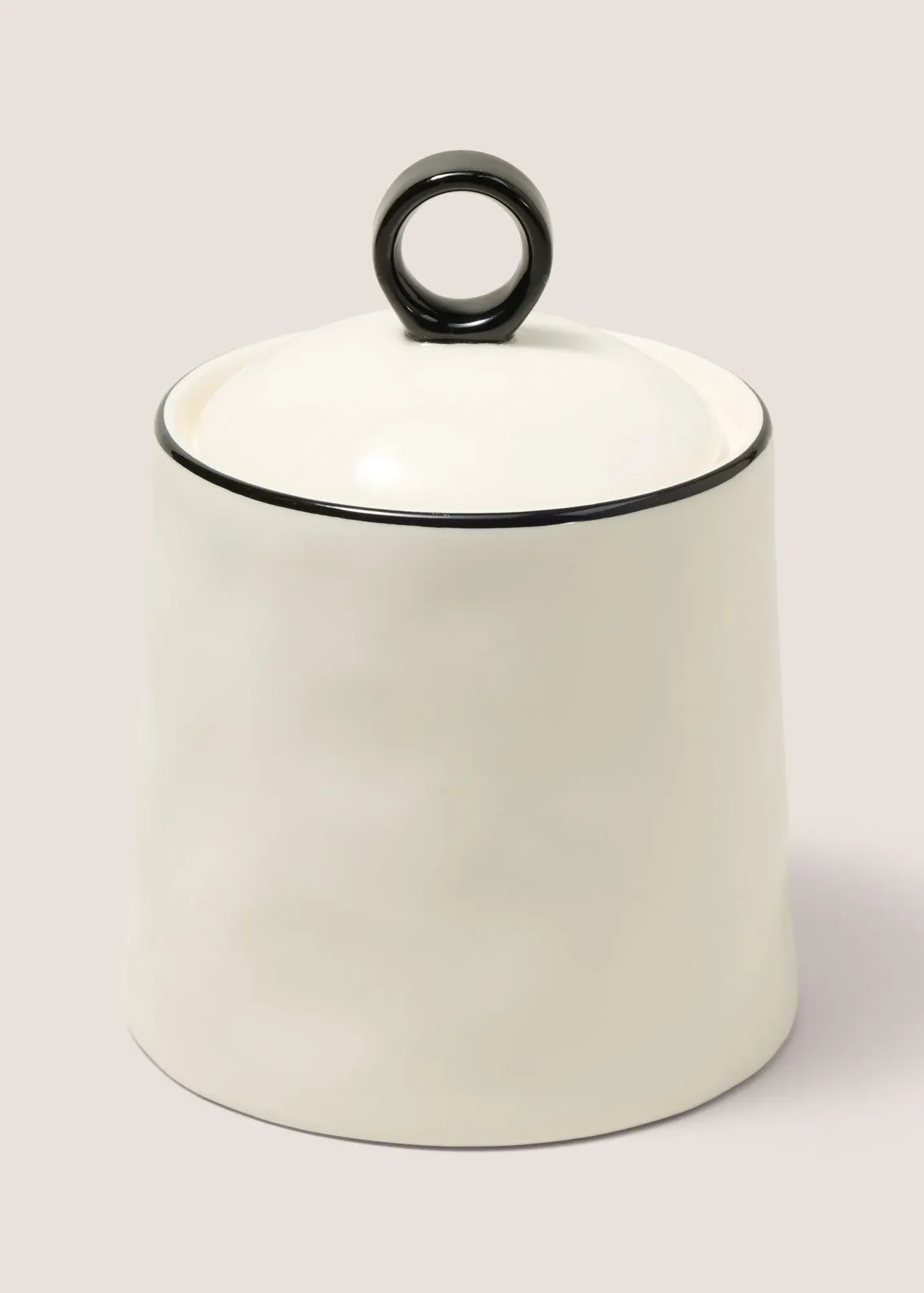 Small Storage Jar with Loop Top Lid - White, Ceramic product