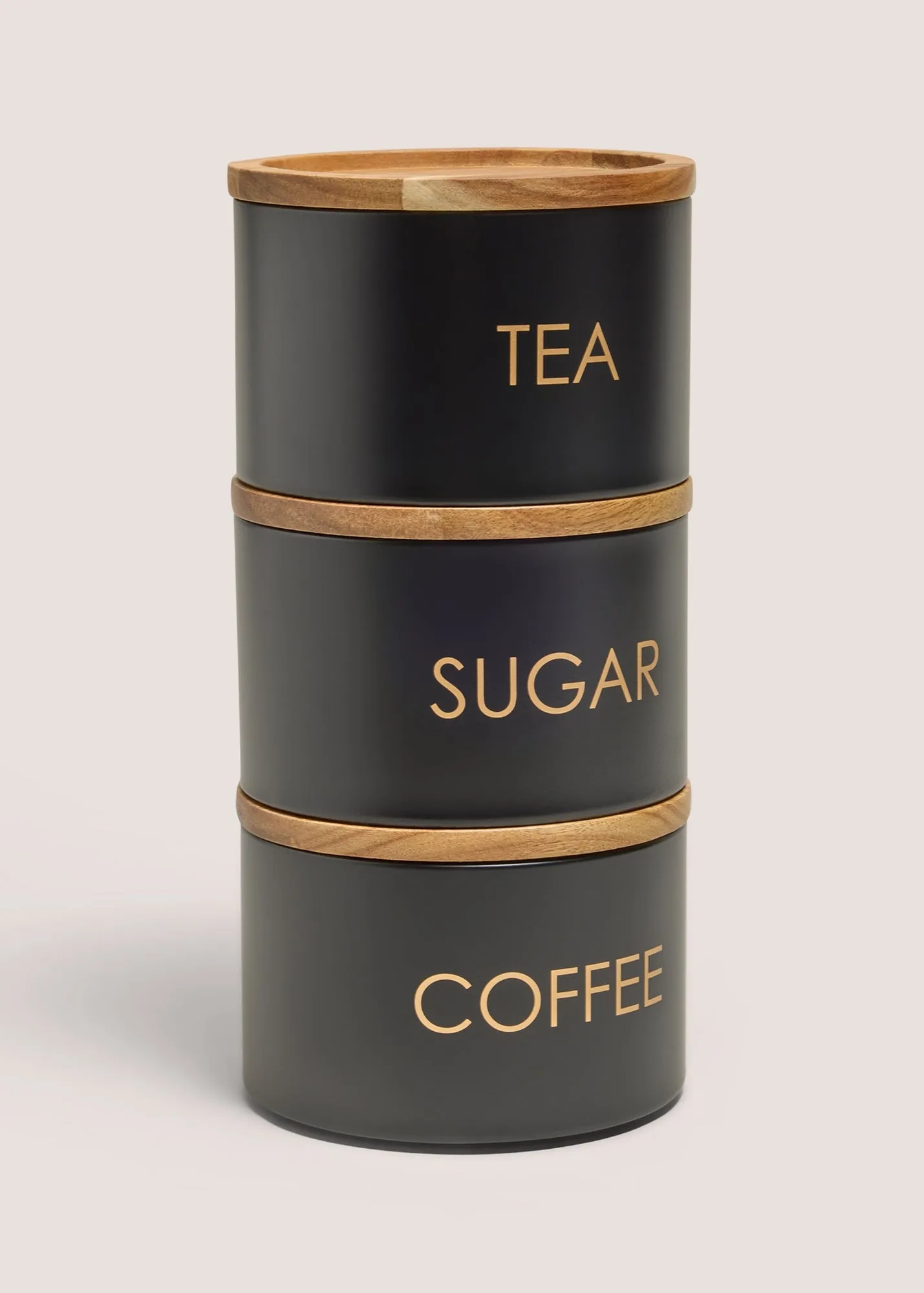 Stackable Canisters Set of 3 with Wooden Lids - Black product
