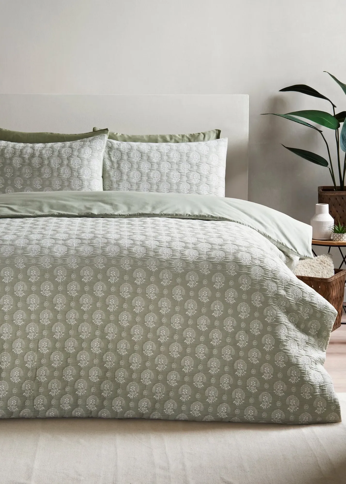 Stitch Jacquard Double Duvet Set - Green product