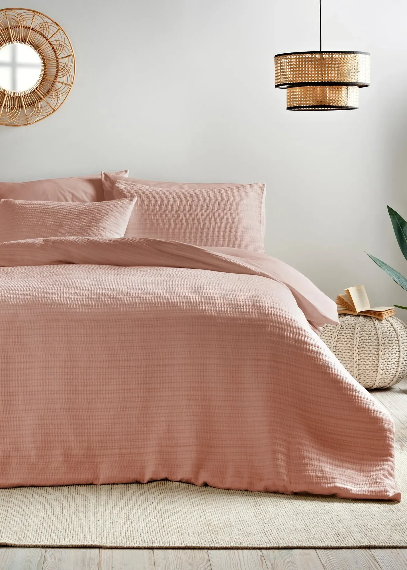 Stitch Stripe Double Duvet Set - Pink, Polyester product