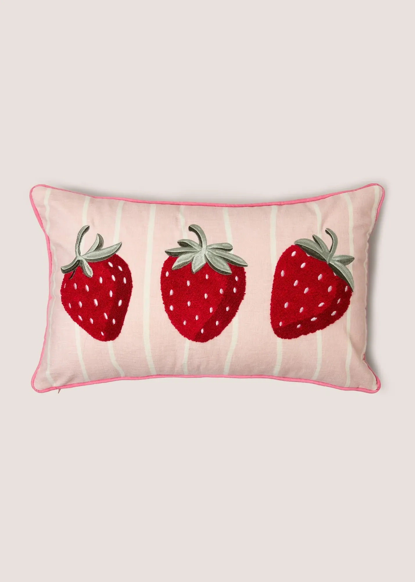 Strawberry Embroidered Cushion - Pink product