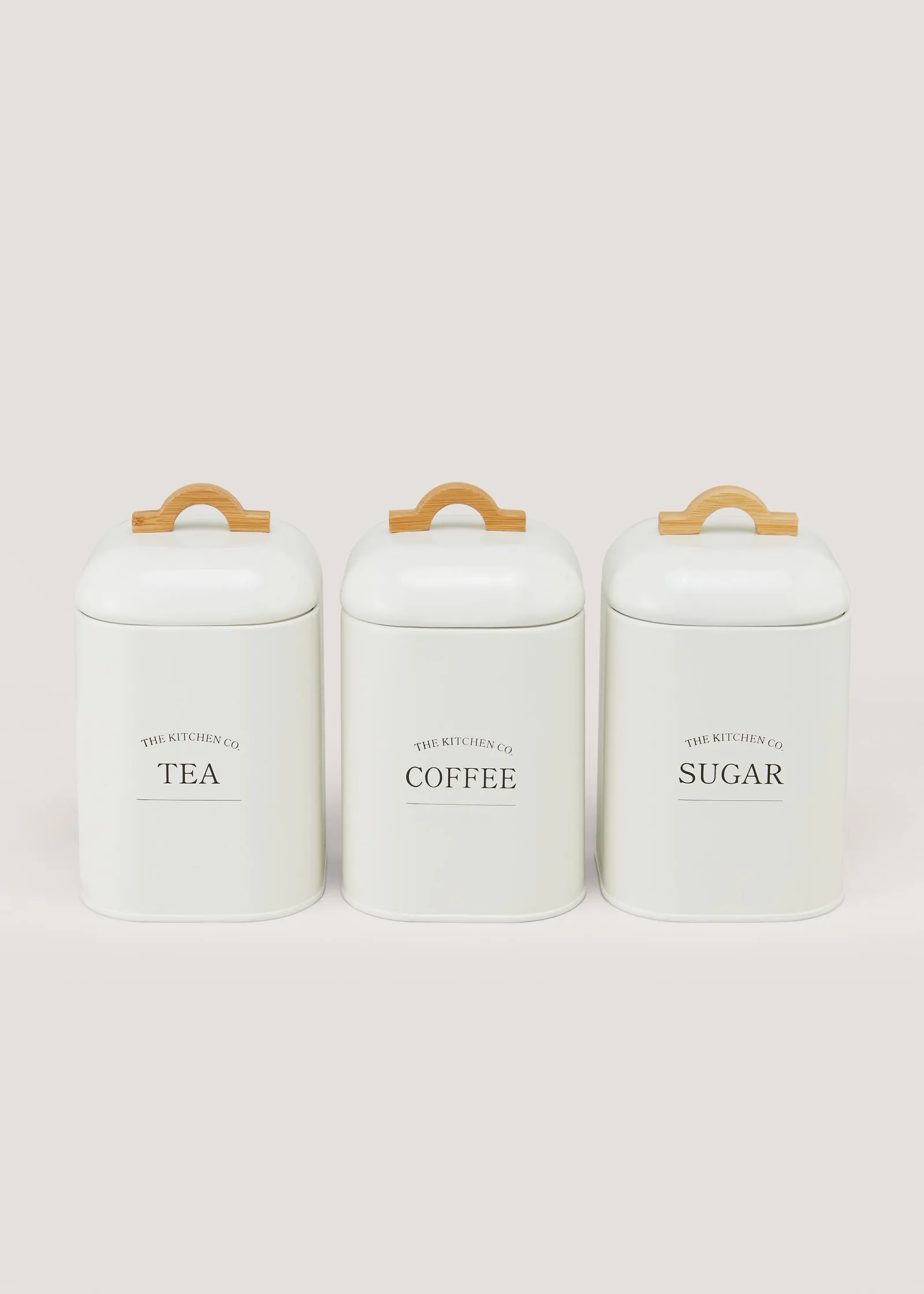 Tea Coffee & Sugar Canister Set - White, Metal product