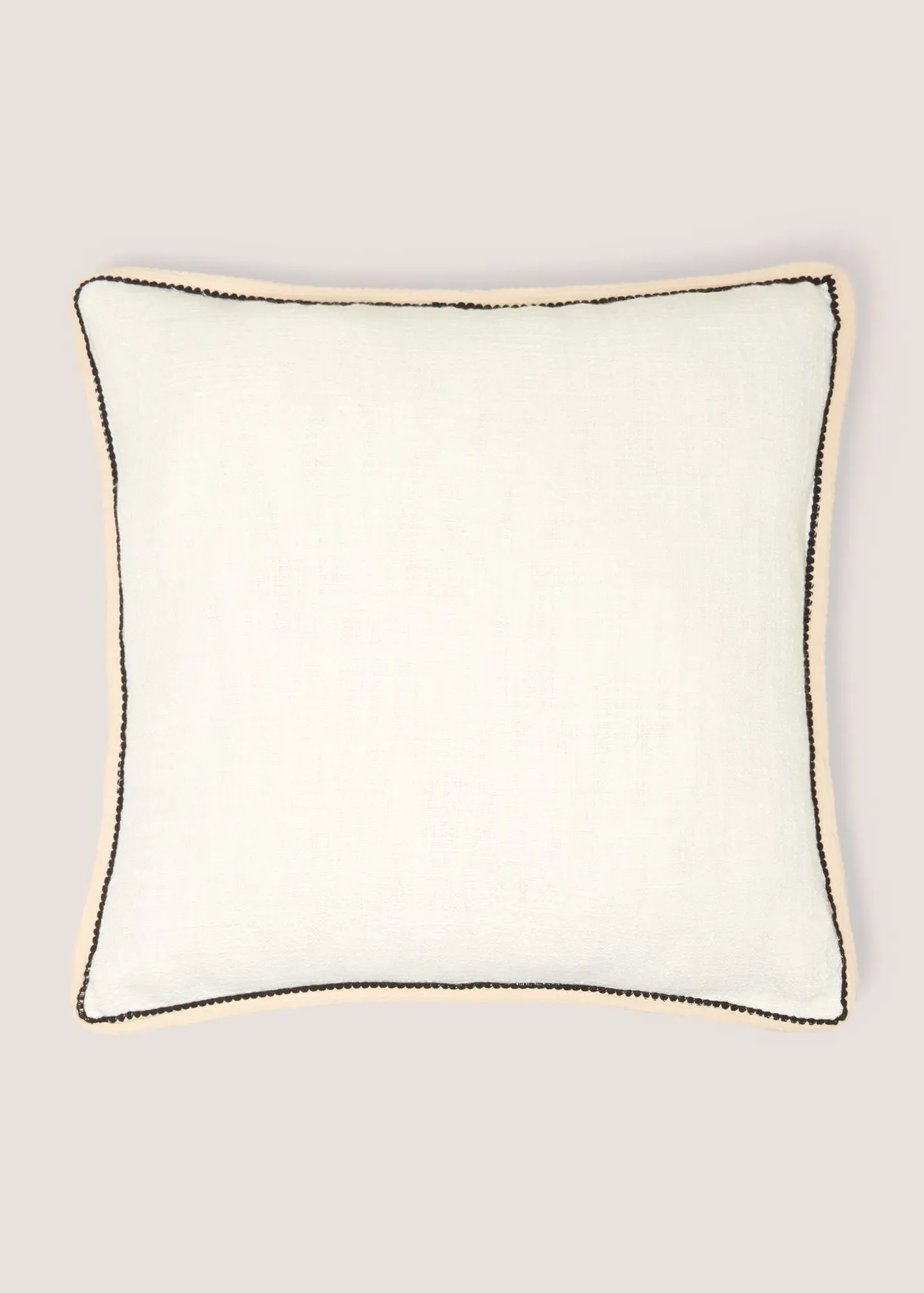 Textured Contrast Stitch Cushion - White, Linen Blend product