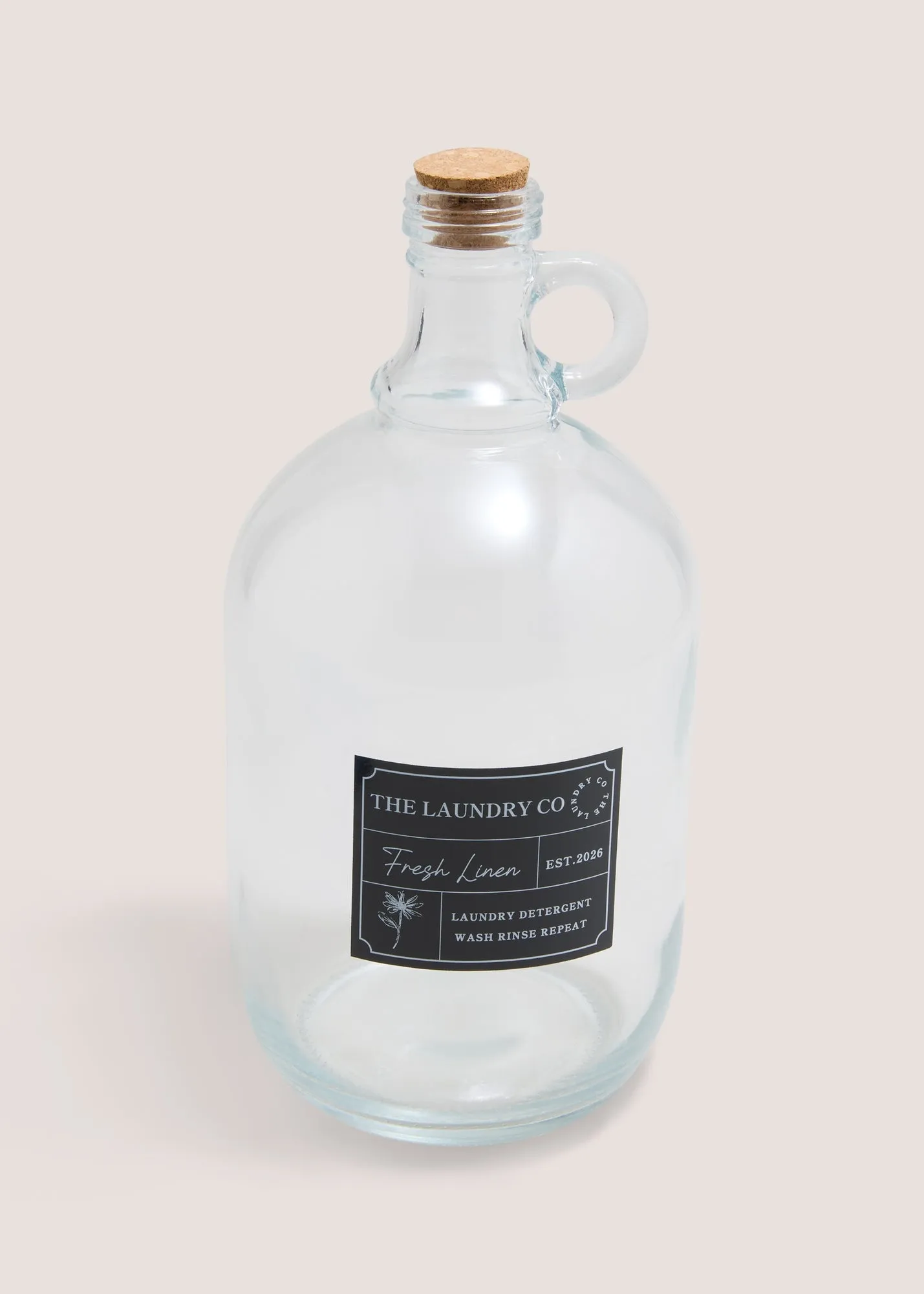 The Laundry Co Glass Bottle with Cork Stopper - Clear product