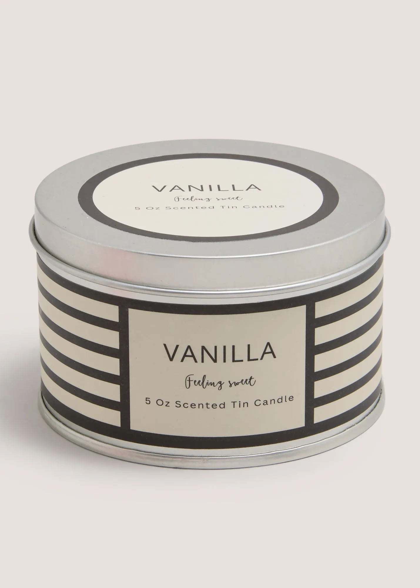 Vanilla Stripe Tin Candle - Black product