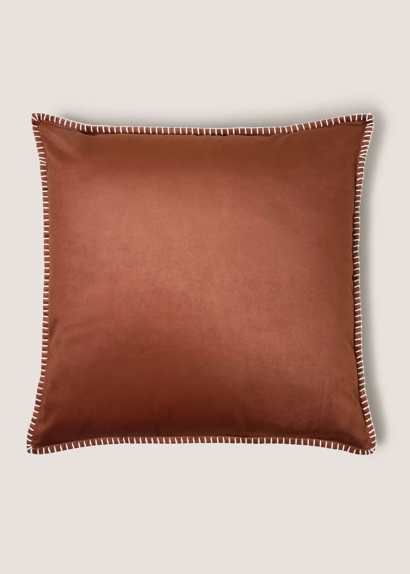 Velvet Stitched Edge Cushion - Brown product