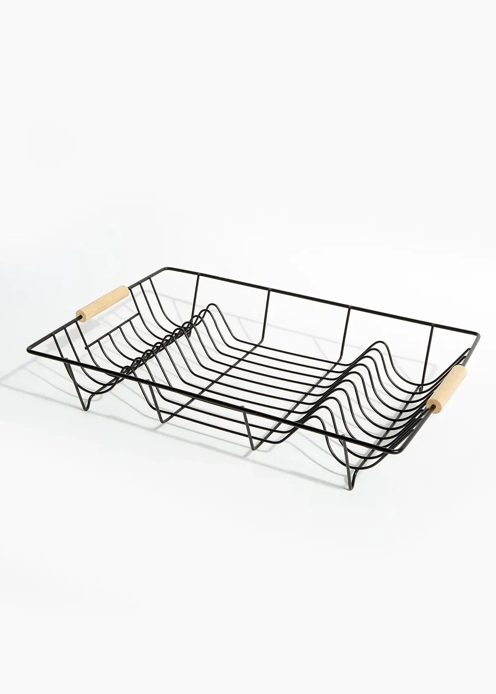 Wire Dish Drainer with Wooden Handles - Black, Metal product