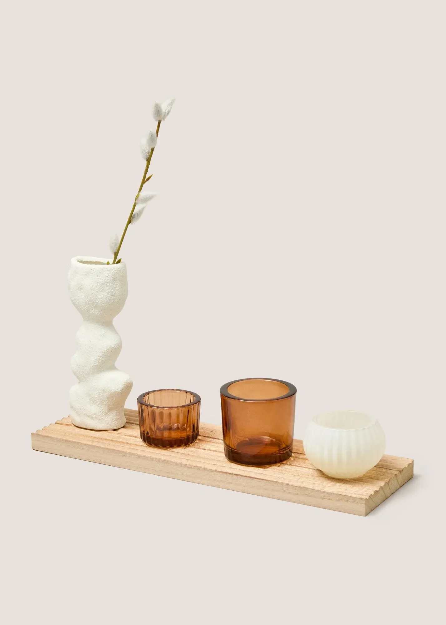 Wood Tealight Holder & Vase Set - Natural product