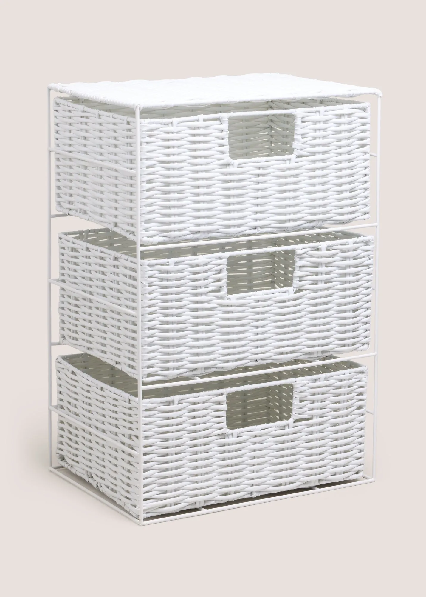 Woven 3 Drawer Storage Unit - White product
