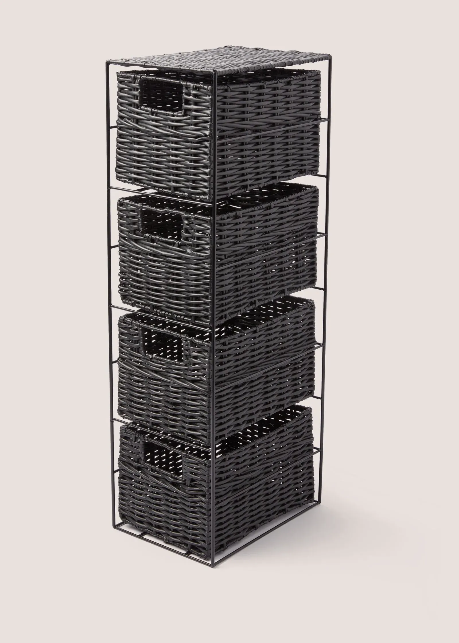 Woven Plastic Drawers with Metal Frame - Black product