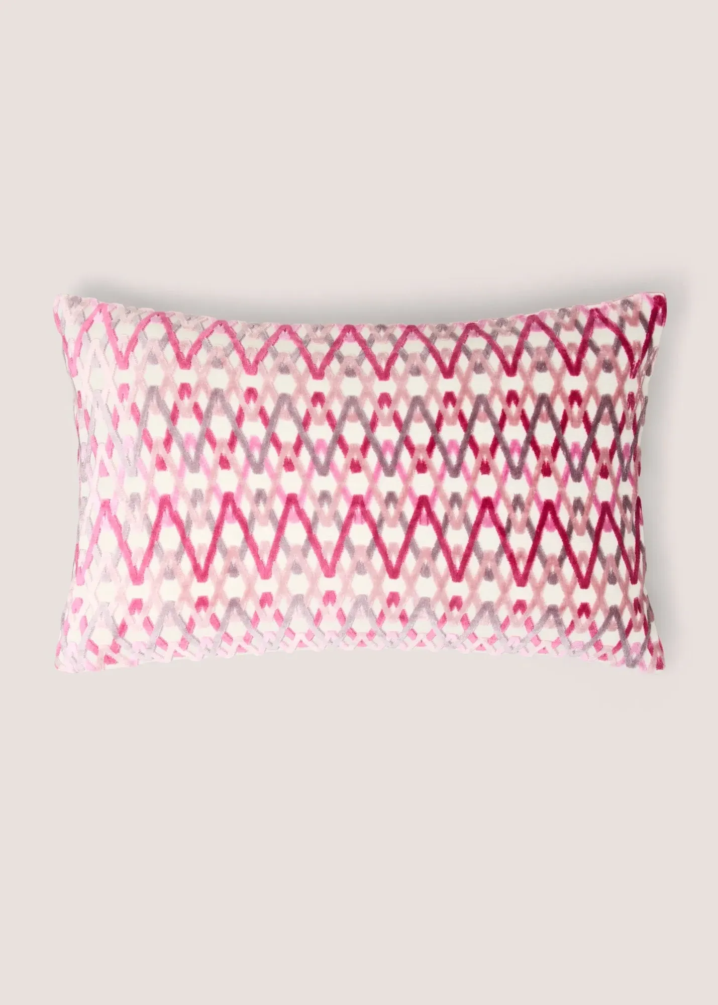 Zigzag Cushion - Pink, Cut Velvet product