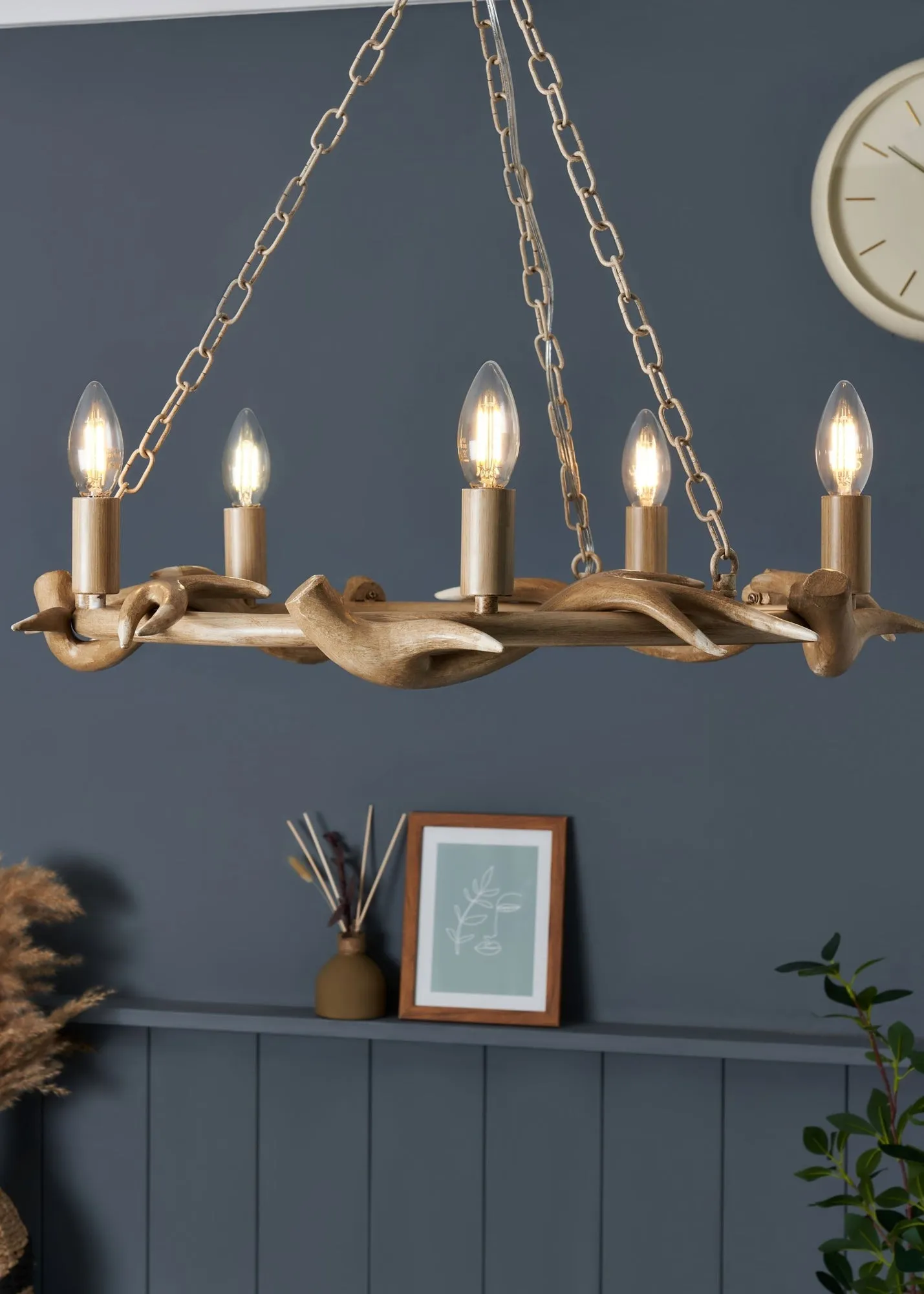 Antler Cartwheel 5-Light Chandelier - Natural, Resin product