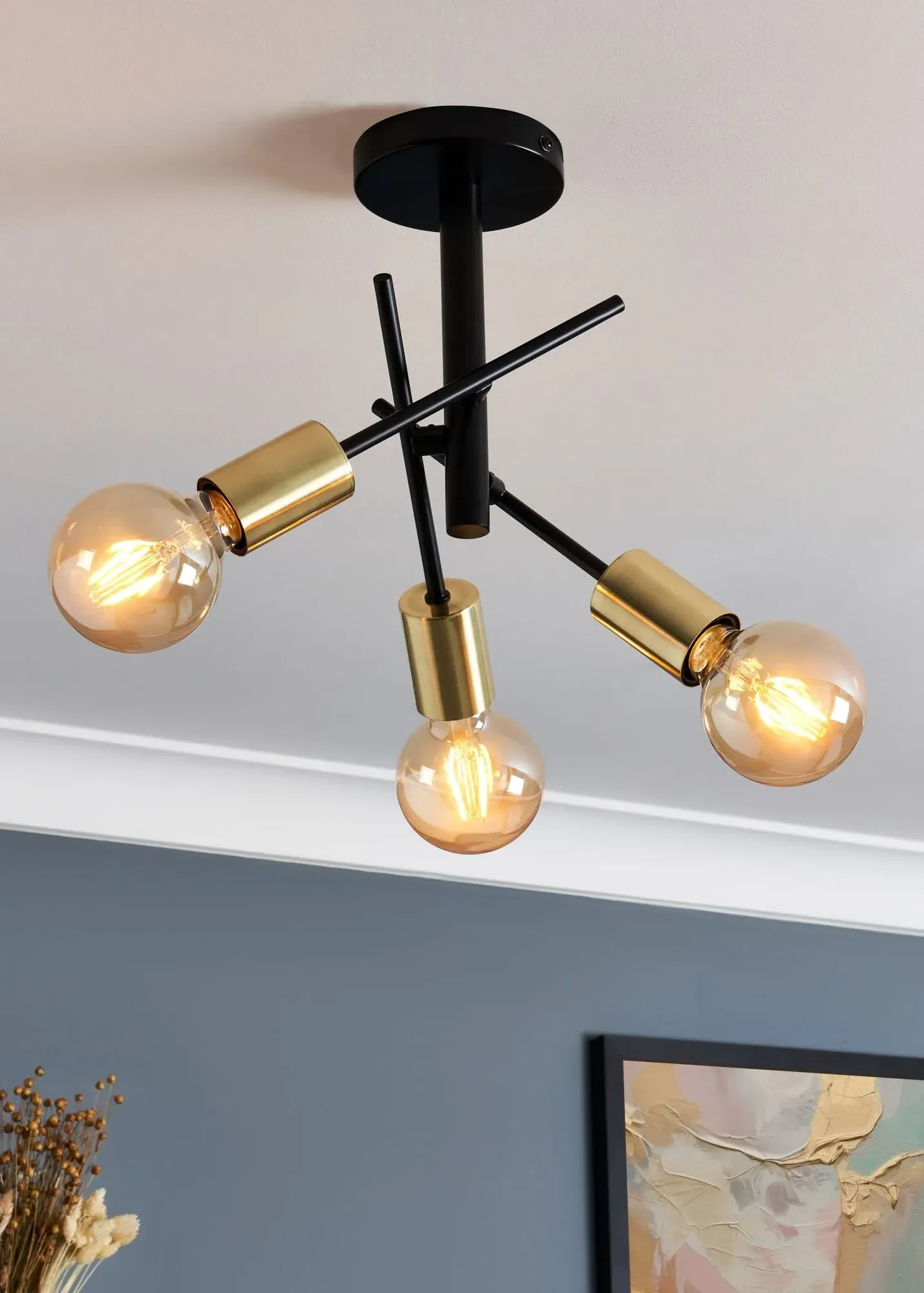 Tribecca 3-Light Semi Flush Ceiling Light - Black product