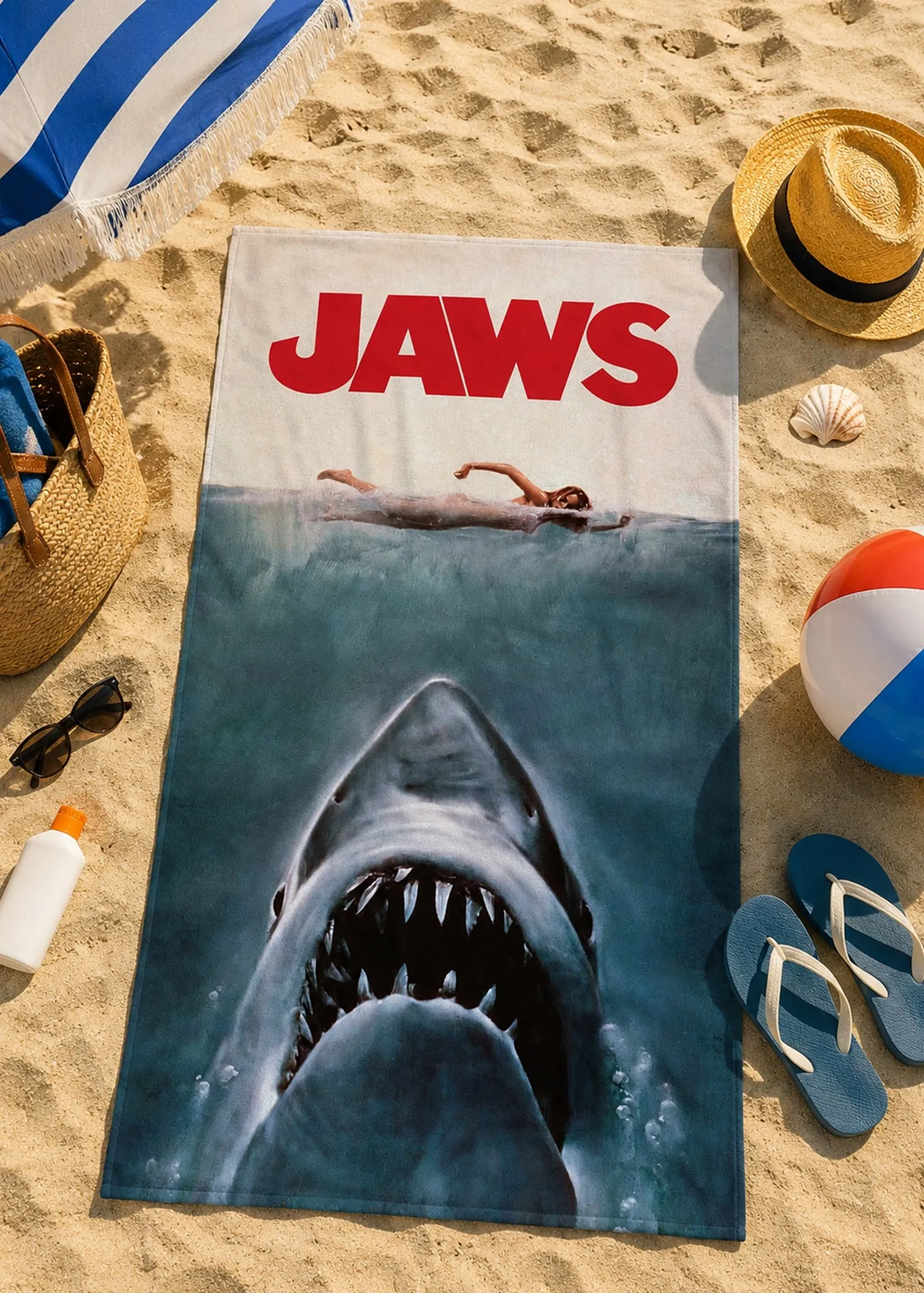 Jaws Beach Towel - Blue, Cotton product