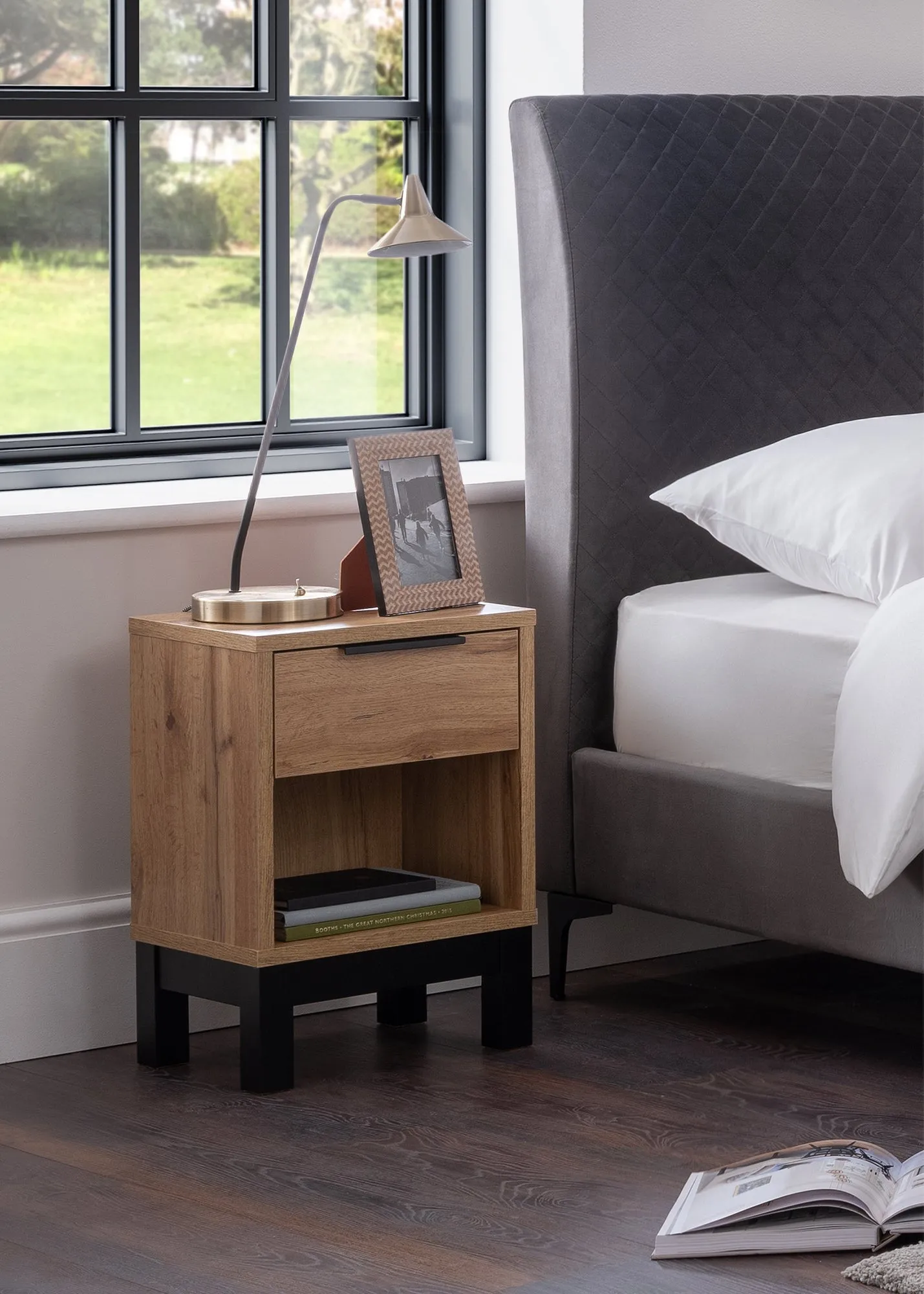 Bali 1 Drawer Bedside Table - Brown, MDF product