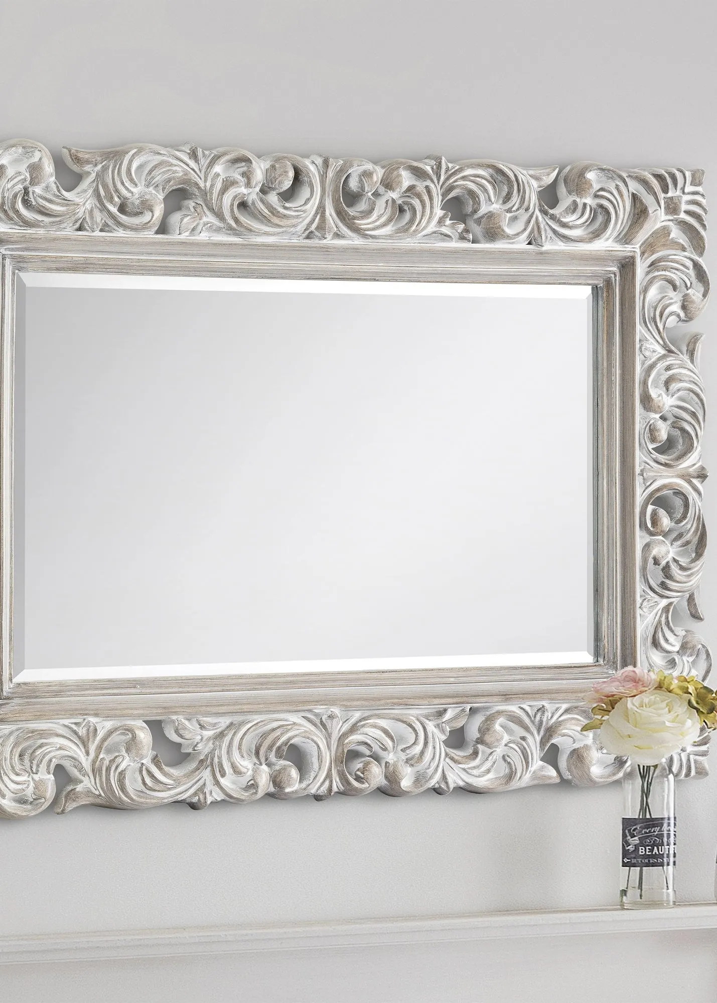 Baroque Distressed Wall Mirror - Clear, PU product